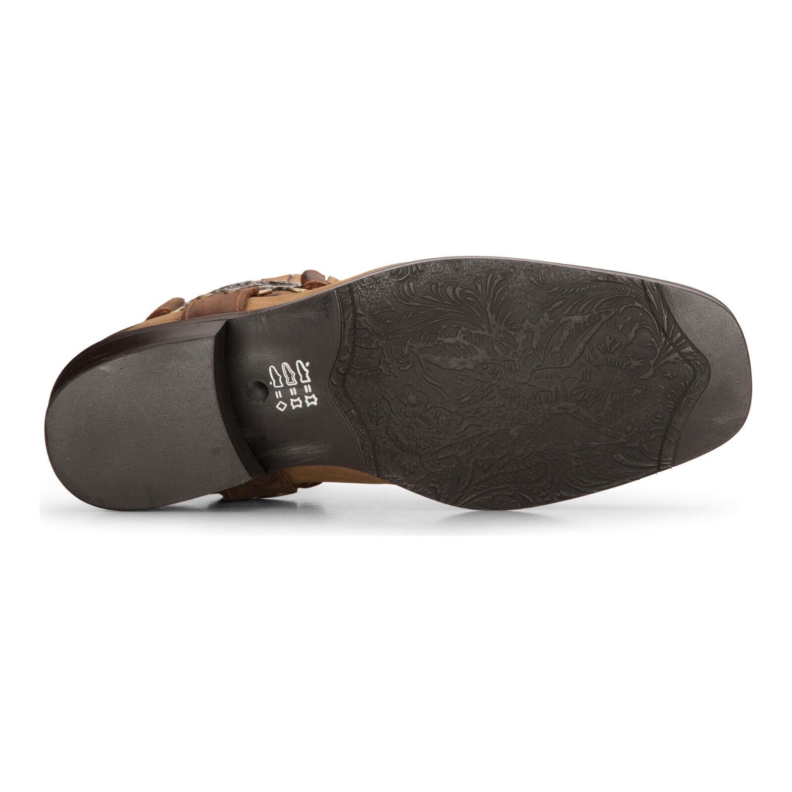 Mens Leather Cowboy Ankle Boots Brown Tan Biker Western Square Toe Hunting Boot