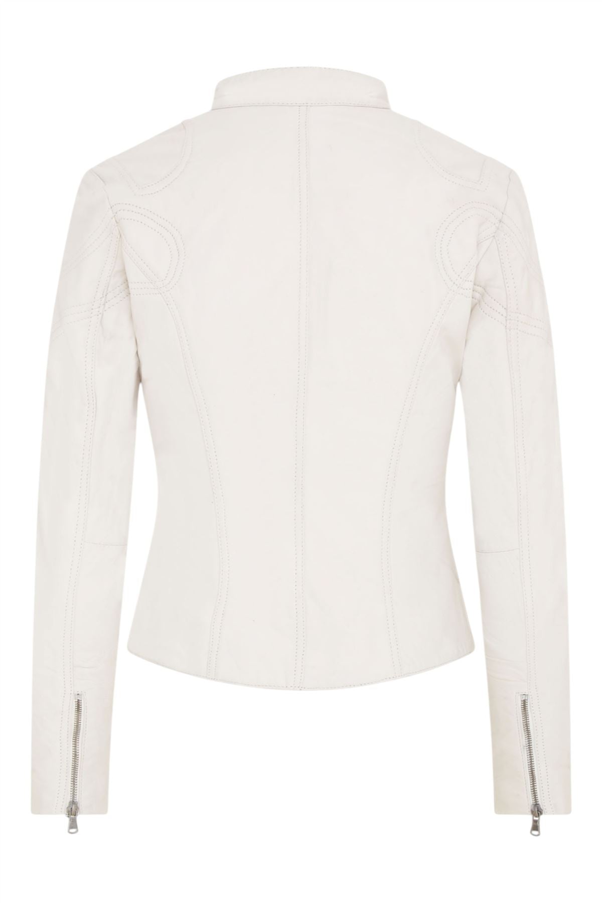 Womens Slim-Fit Leather Biker Jacket-Maldon