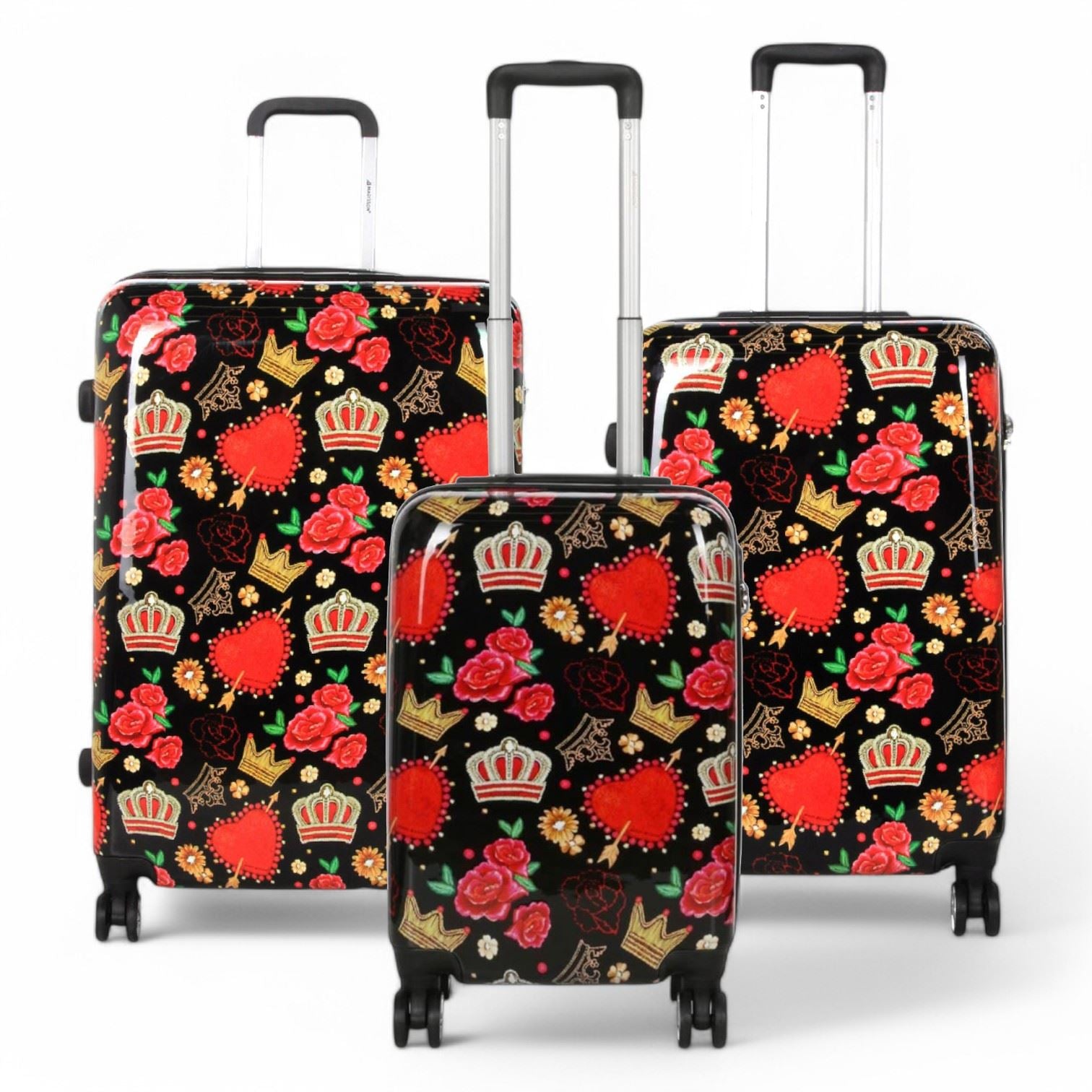 Ballina Set of 3 Hard Shell Suitcase in Black Queen Rosses