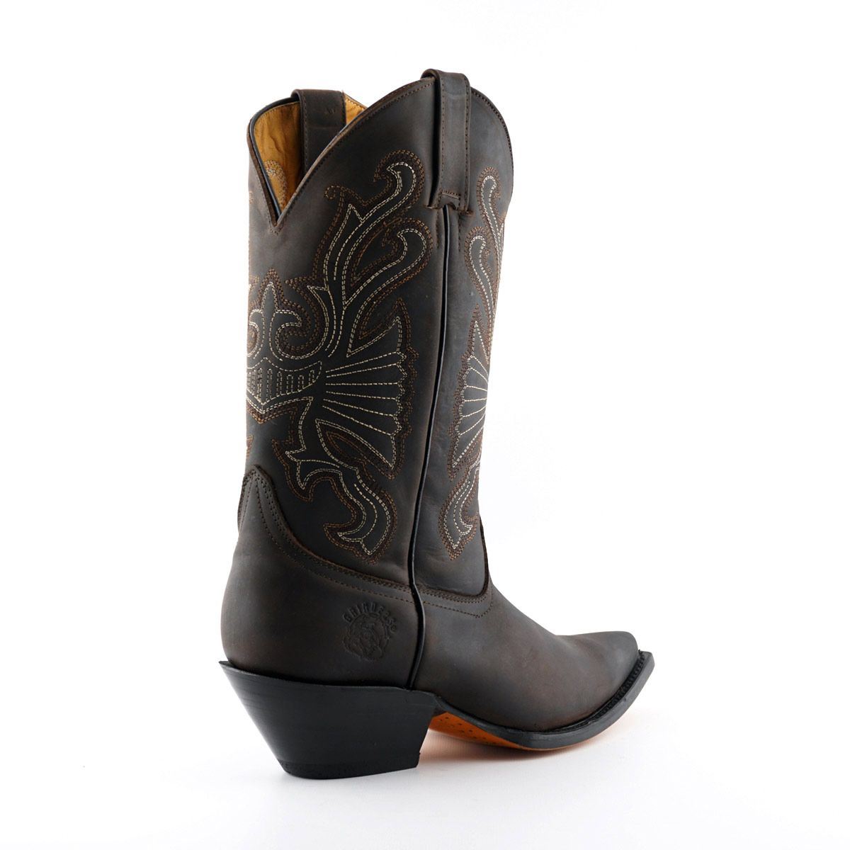 Grinders Brown Leather Western Cowboy Boots-Buffalo