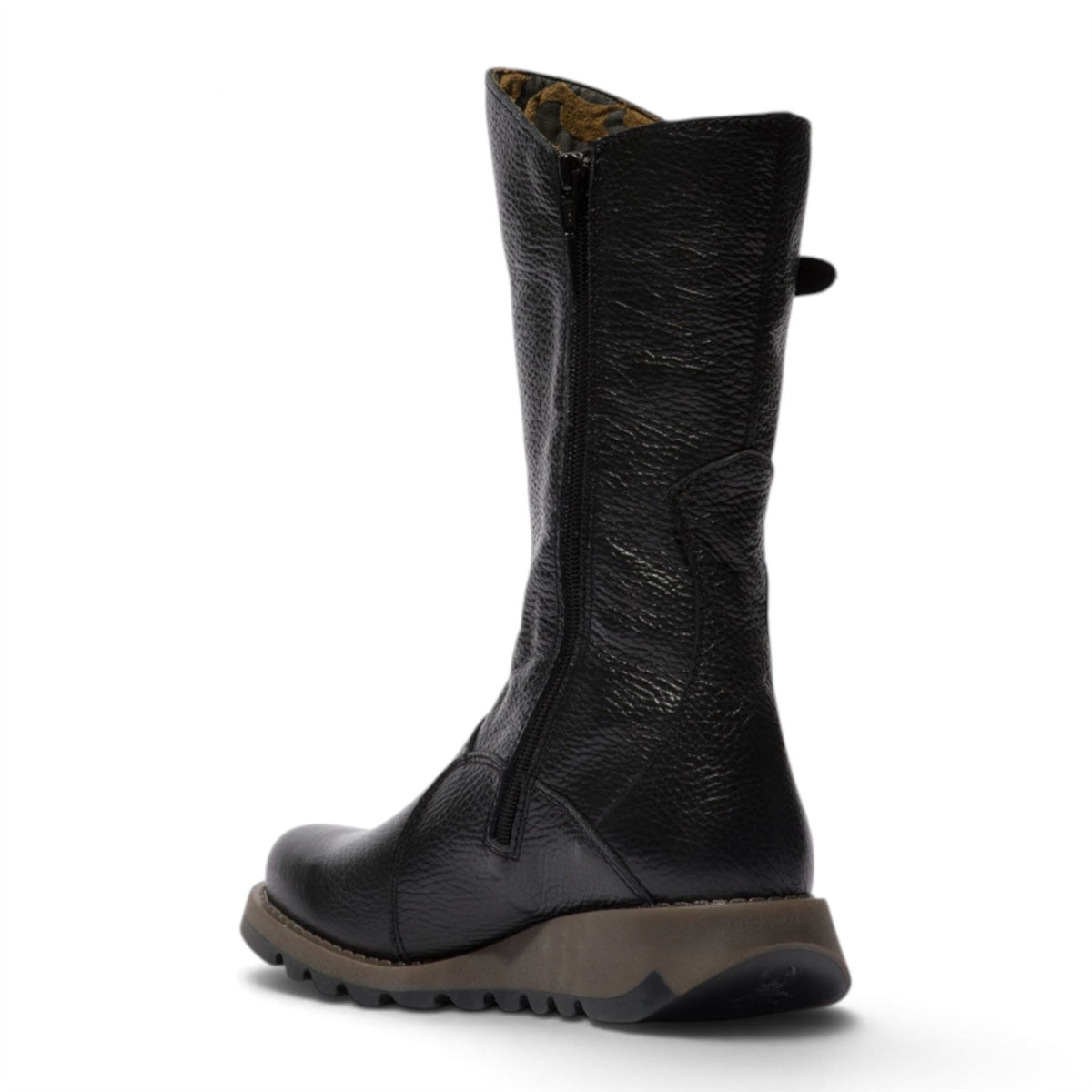 Fly London Womens Black Leather Mid-Calf Long Boots - MES2913