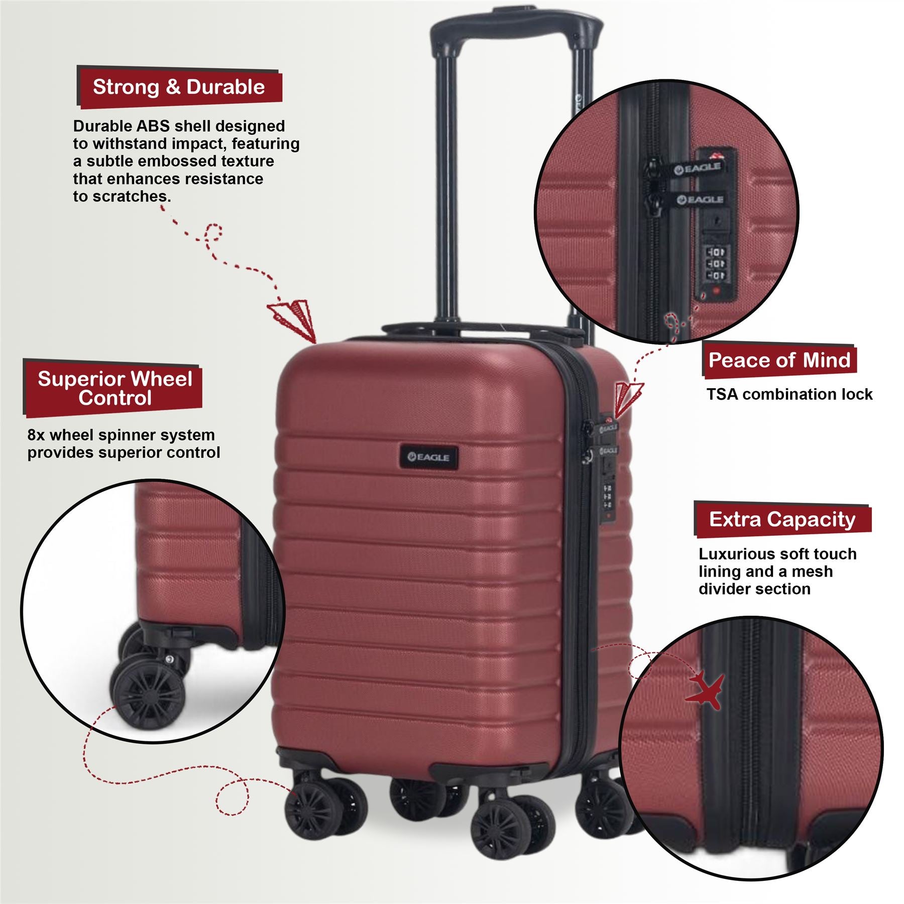 Koga Underseat Hard Shell Suitcase in Burgundy