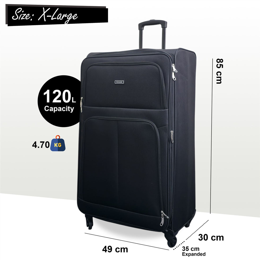 Tahara X-Large Soft Shell Suitcase in Black