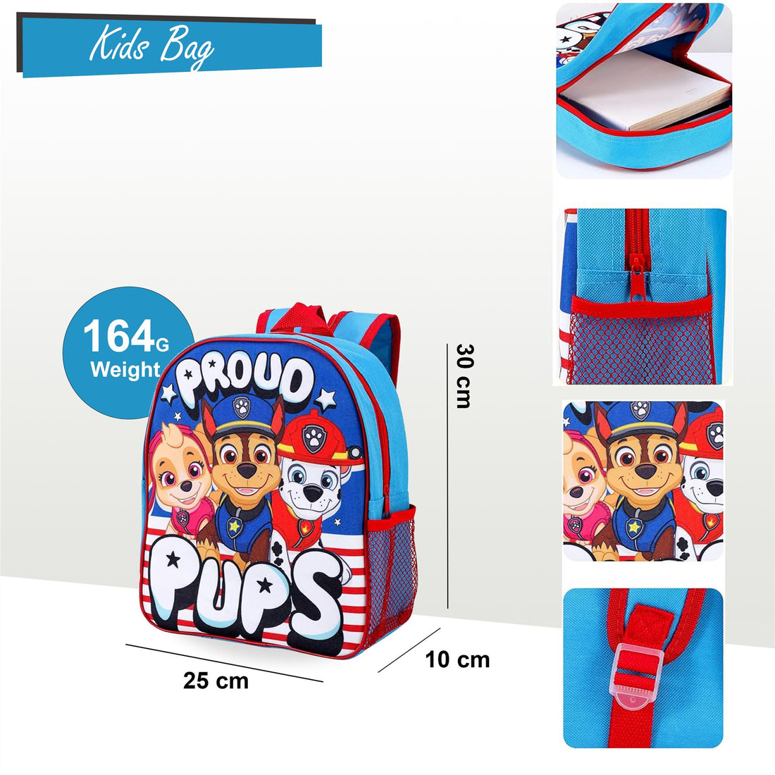 Paw Patrol Backpack Proud Pups Adjustable Shoulder Strap Schoolbag