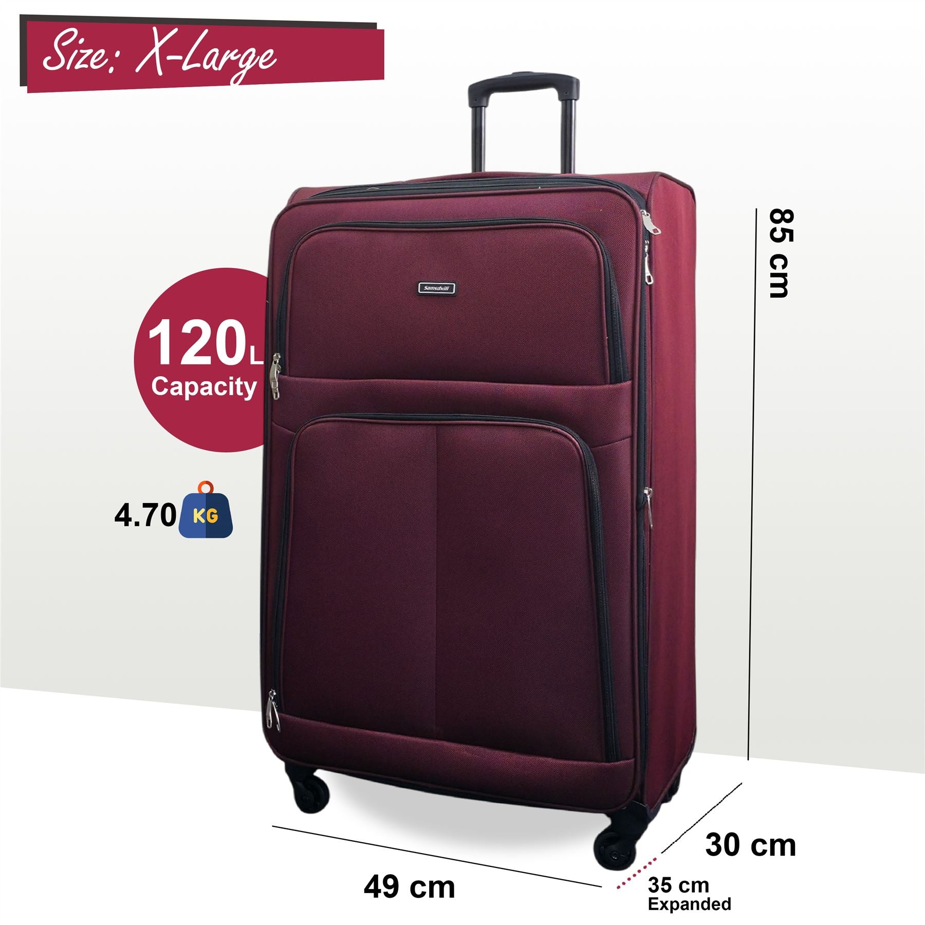 Tahara X-Large Soft Shell Suitcase in Wine