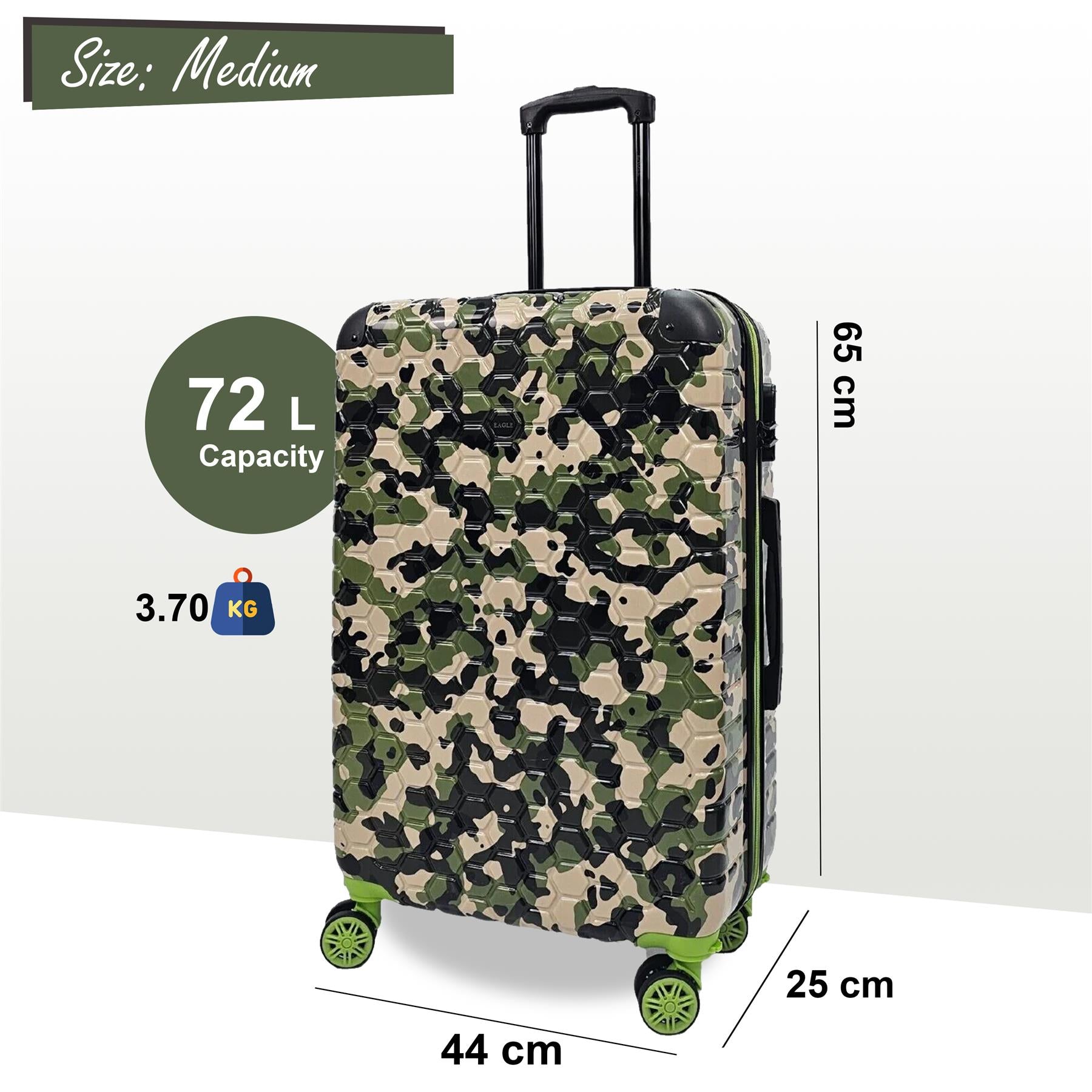 Hardshell Camo Robust ABS Suitcase Set