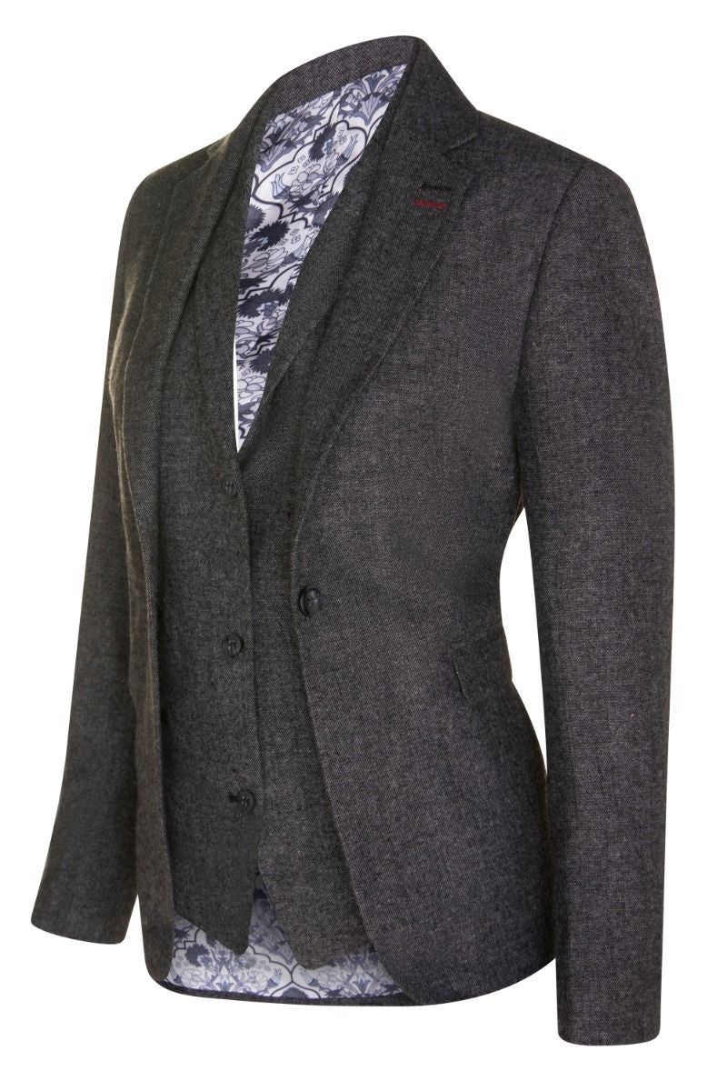 Womens 1920s Grey Wool Classic Vintage Retro Blazer