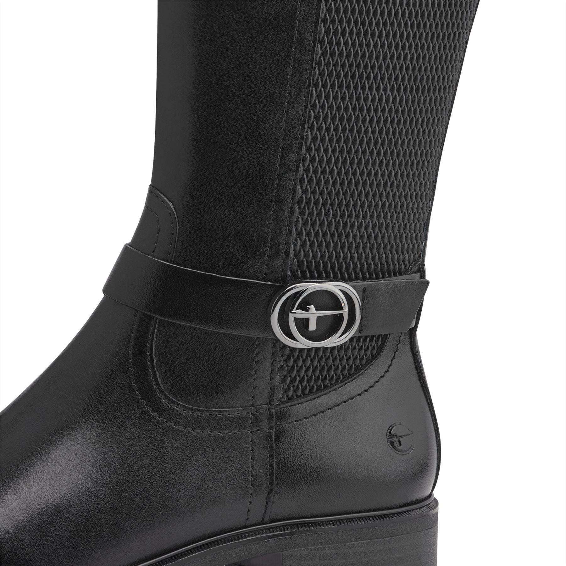 Tamaris Womens Black Leather Knee High Riding Boots