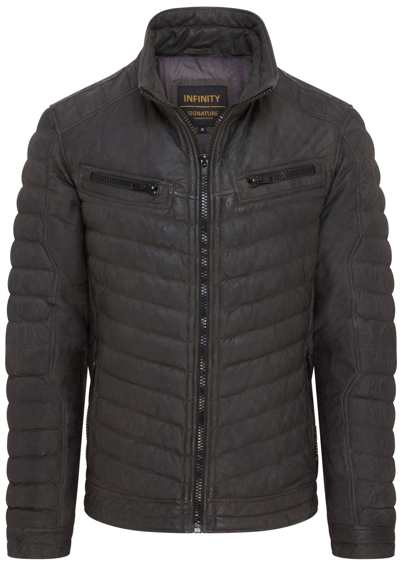 Mens Quilted Puffer Leather Bomber Jacket - Torpoint
