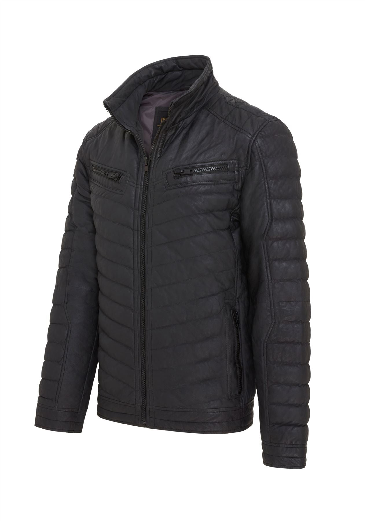 Mens Quilted Puffer Leather Bomber Jacket - Torpoint