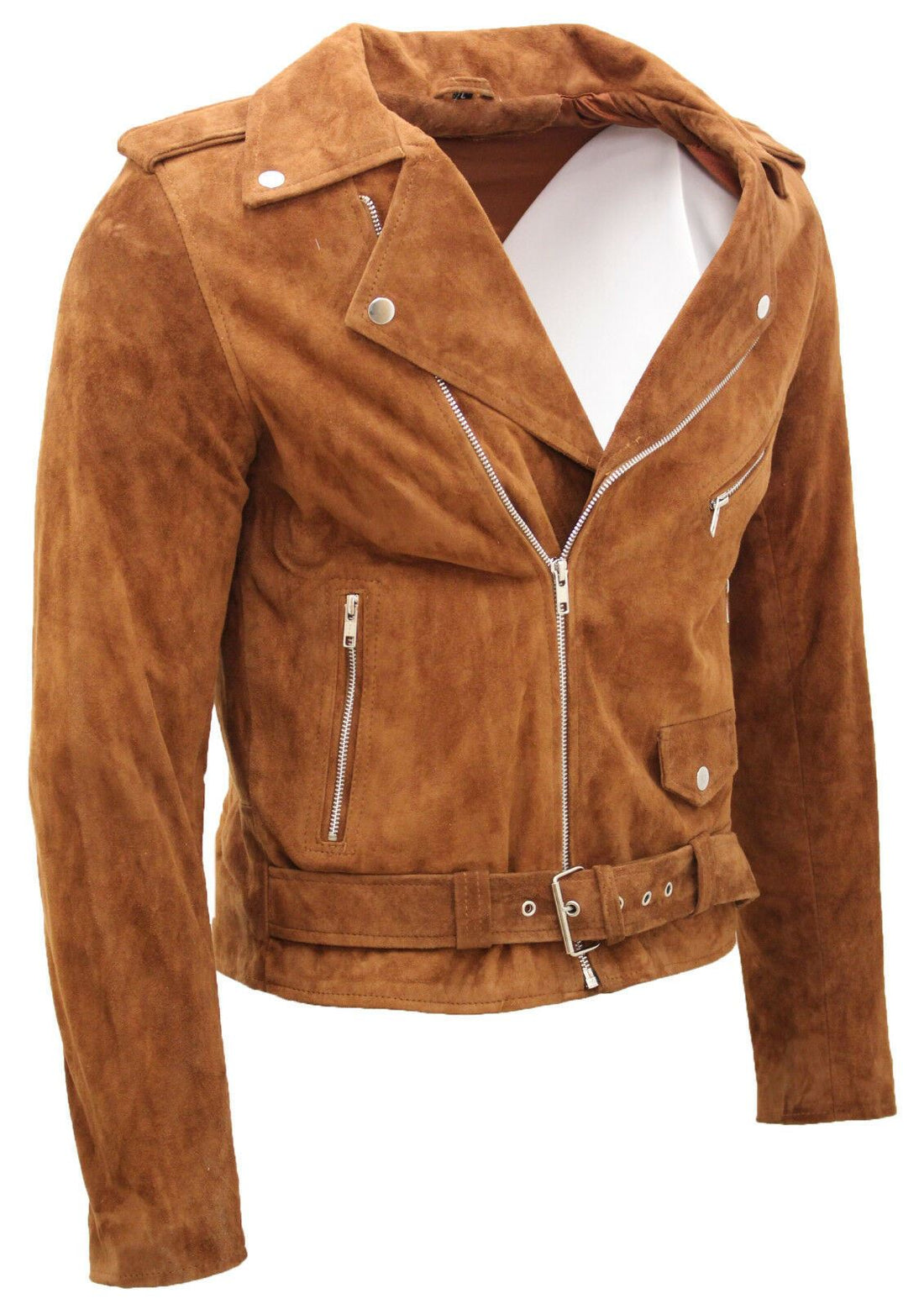 Mens Suede Leather Brando Biker Jacket-Stratford