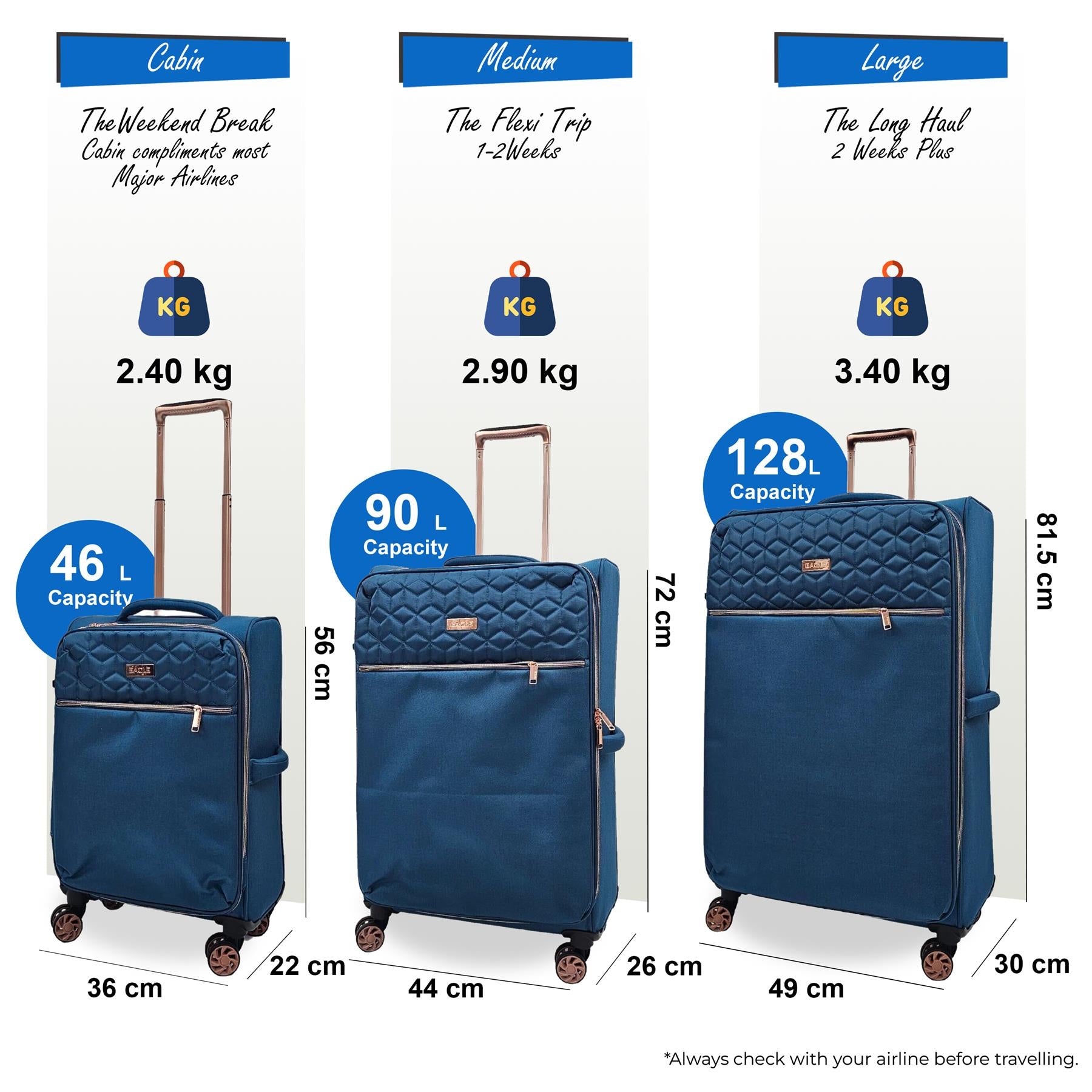 4 Wheel Lightweight Suitcase Luggage Travel Bags Set