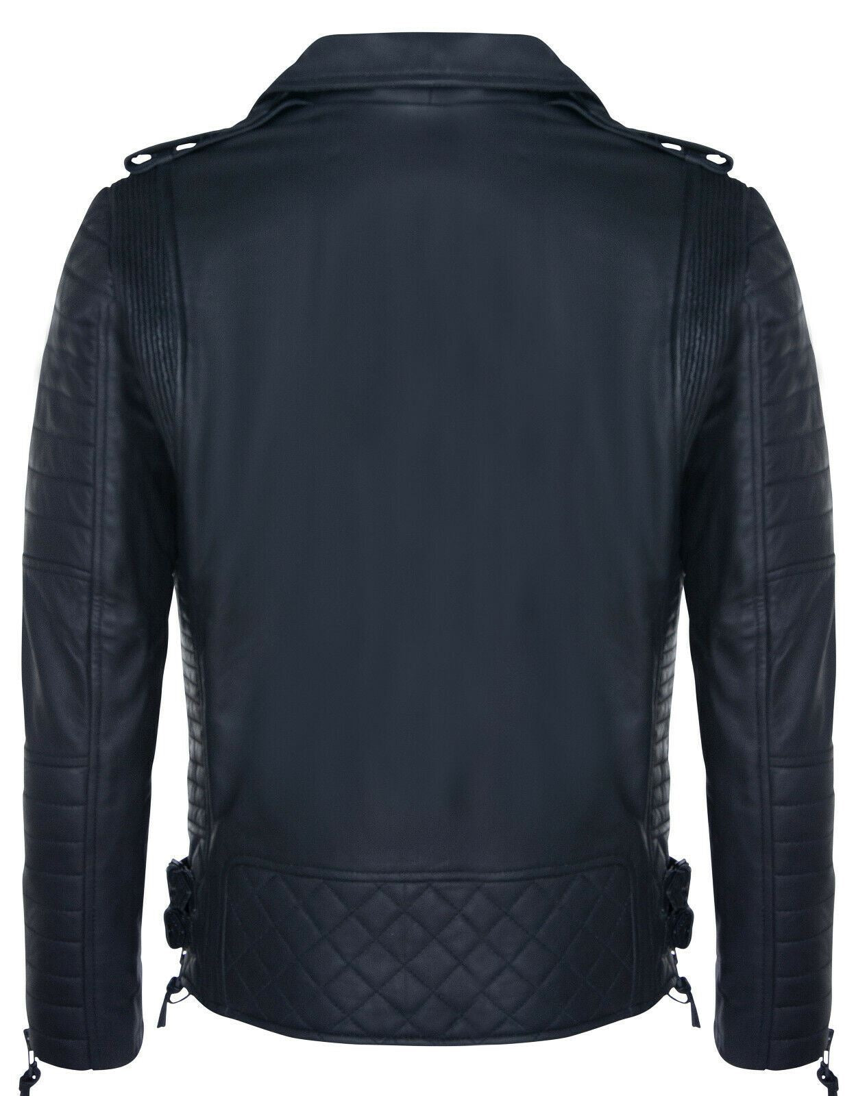 Mens Double Zip Leather Biker Jacket-Sandbach