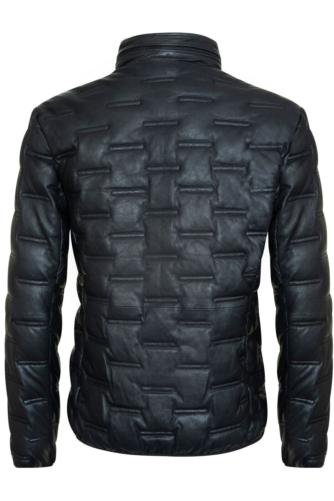 Mens Quilted Puffer Leather Bomber Jacket - Torpoint