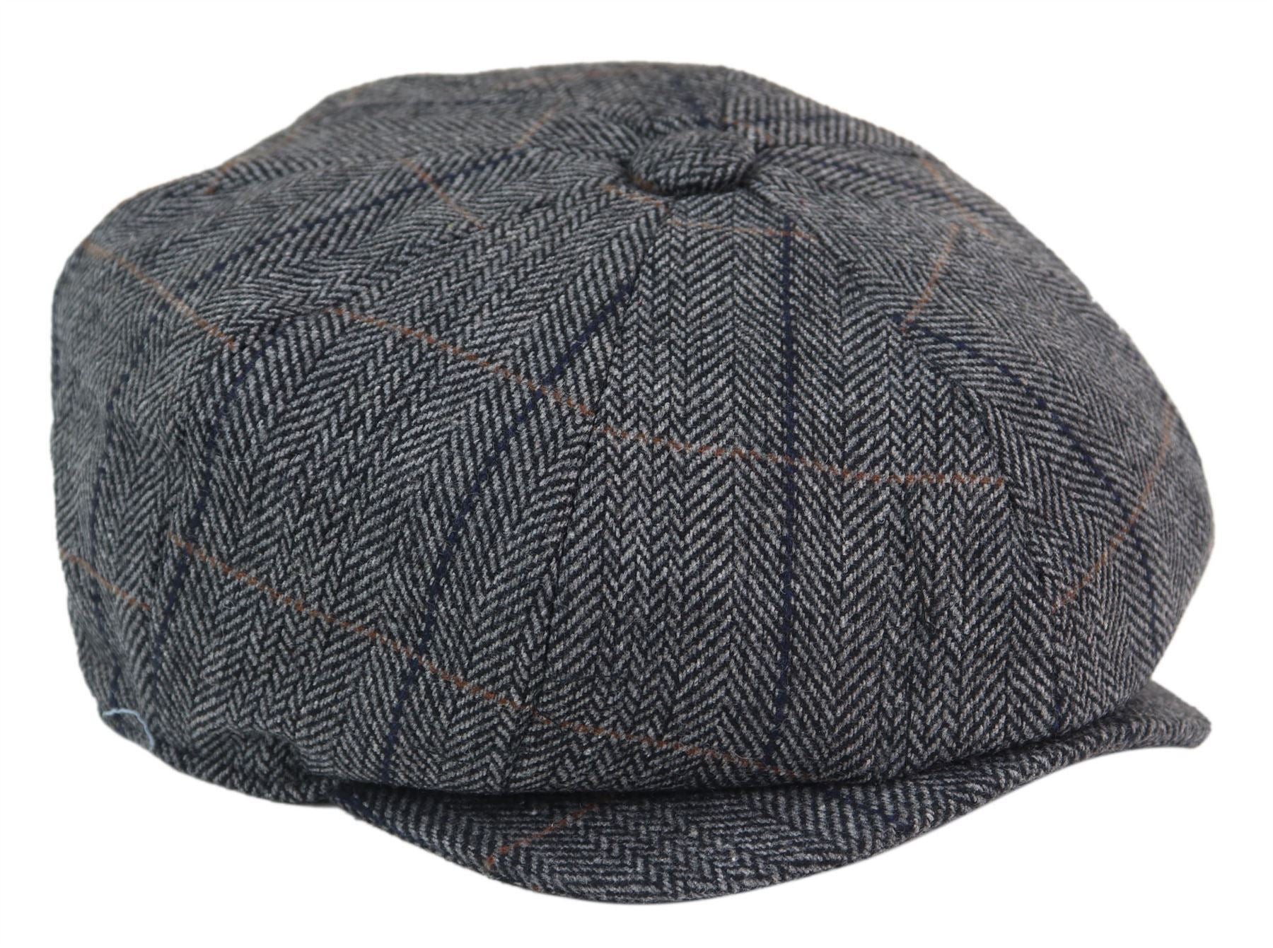 Mens Peaky Blinders Herringbone Newsboy Gatsby Flat Baker Hat
