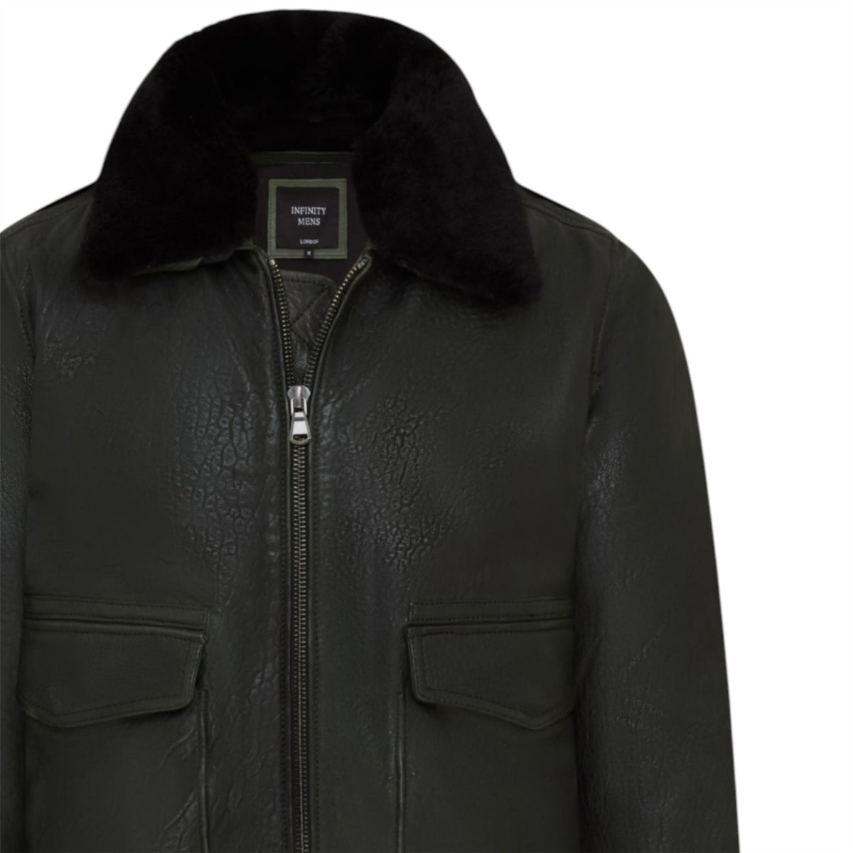 Mens Leather Aviator Bomber Jacket - Lunar