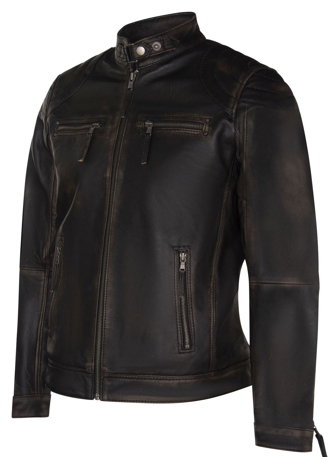 Mens Versatile Moto Leather Biker Jacket-Stapleford