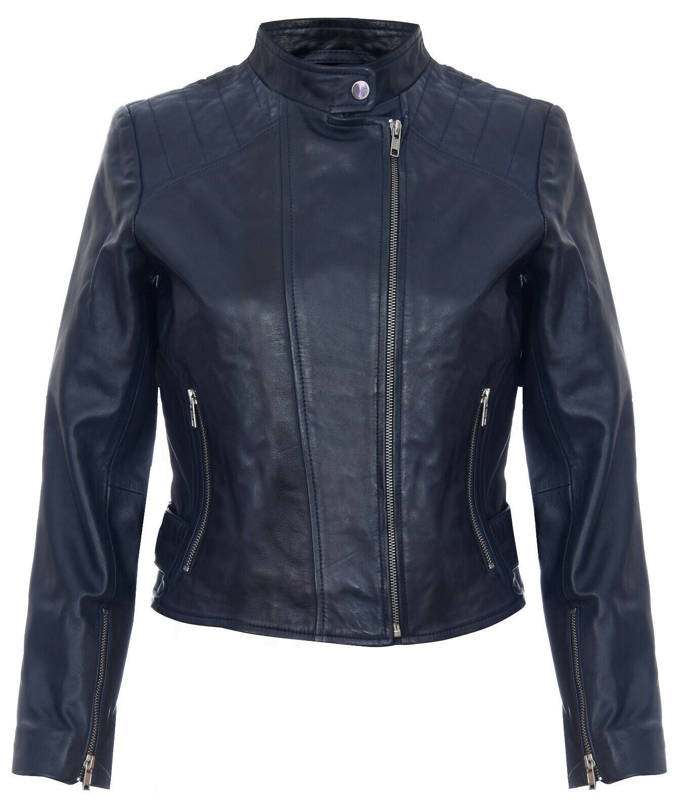 Womens Vintage Leather Biker Jacket-Marlow