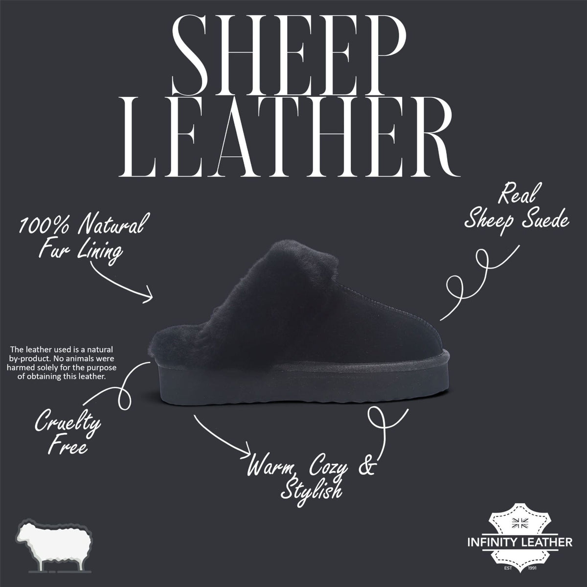 Womens Genuine Sheepskin Fur Mule Winter Slippers