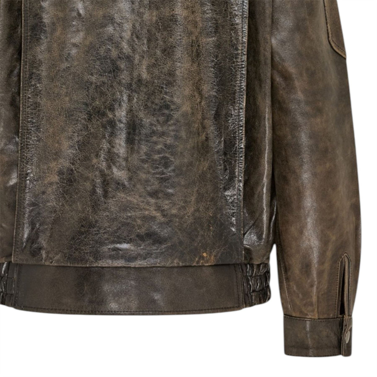 Womens Leather Biker Blouson Oversized Jacket - Big Bomber