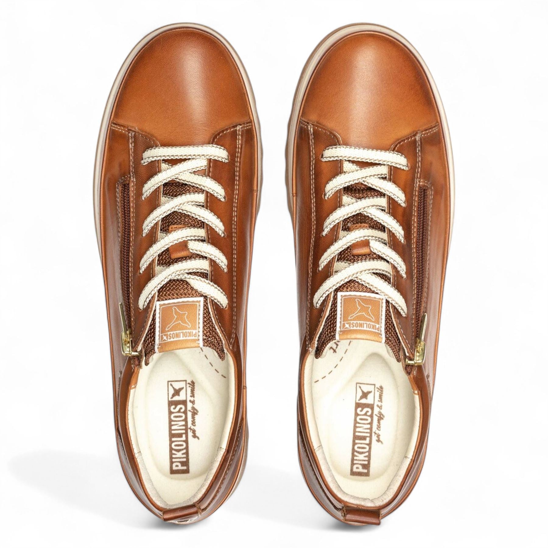 Pikolinos Women’s Brandy Brown Leather Laces & Zipper Trainers - Vigo