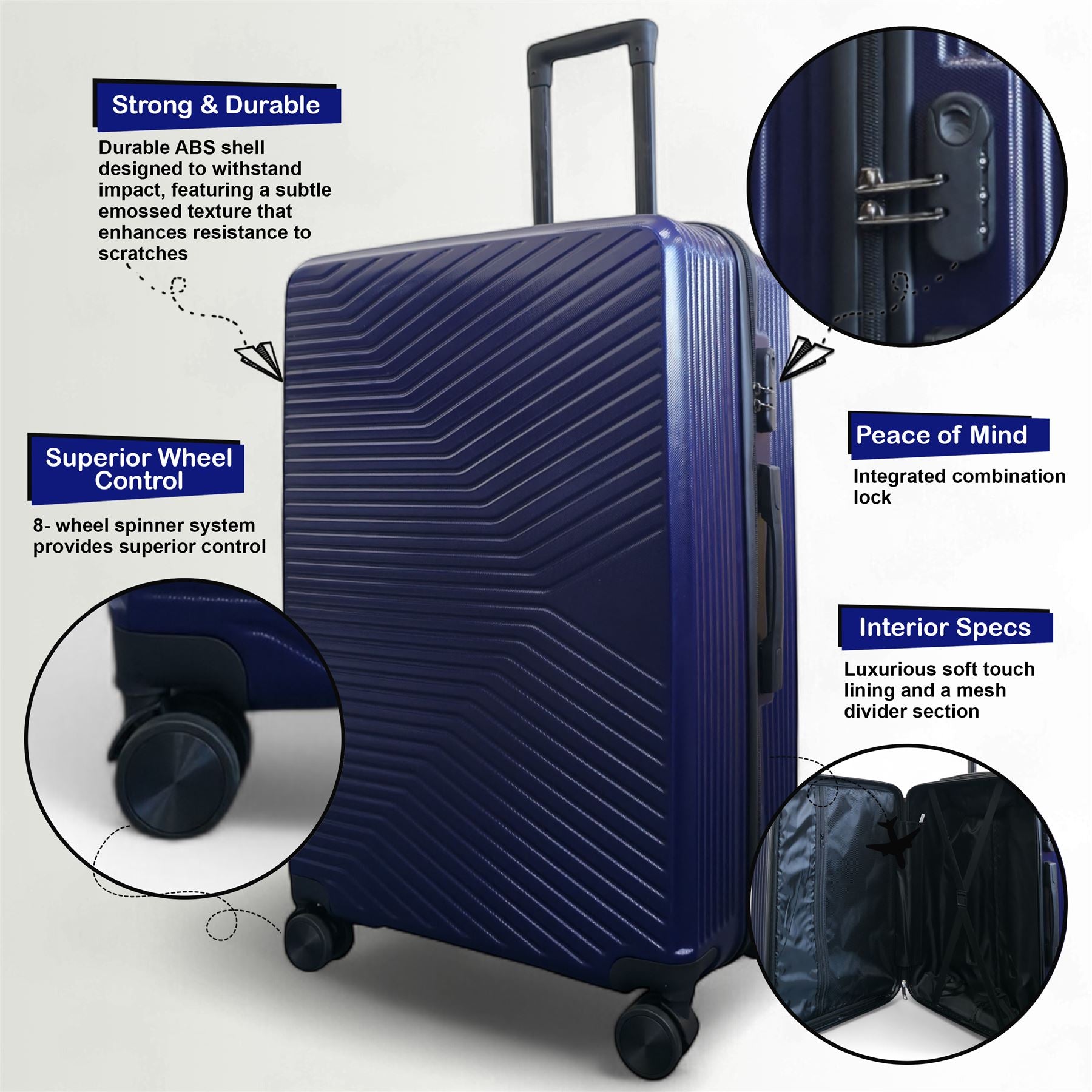 Junee Medium Hard Shell Suitcase in Navy Blue