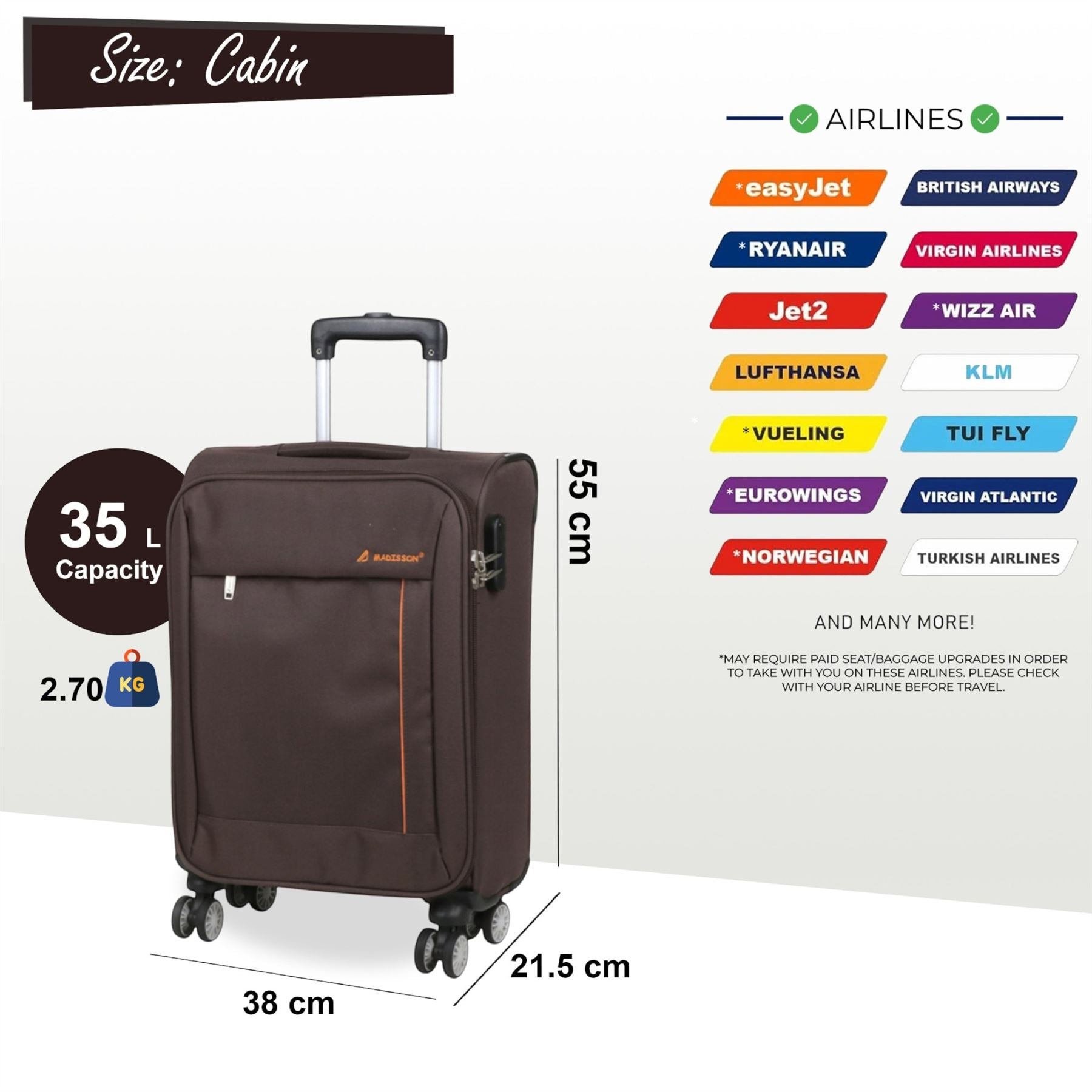 Carrollton Cabin Soft Shell Suitcase in Brown