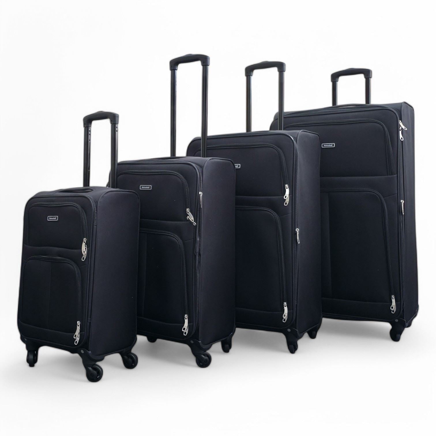 Tahara Set of 4 Soft Shell Suitcase in Black