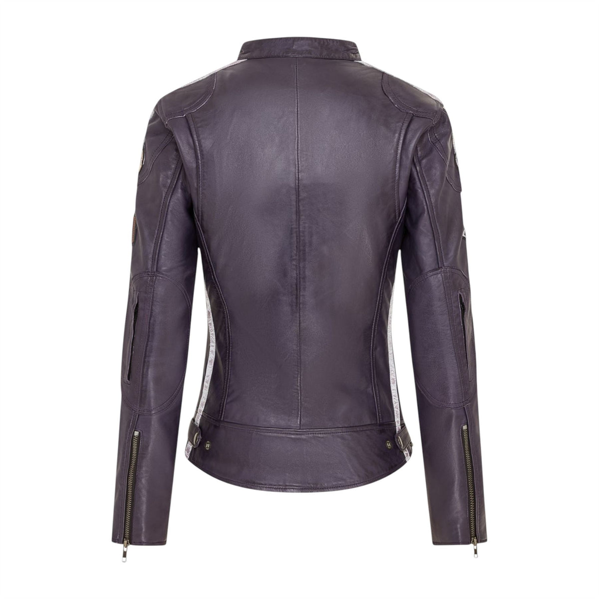 Womens Biker Racing Badges Leather Jacket-Eastleigh