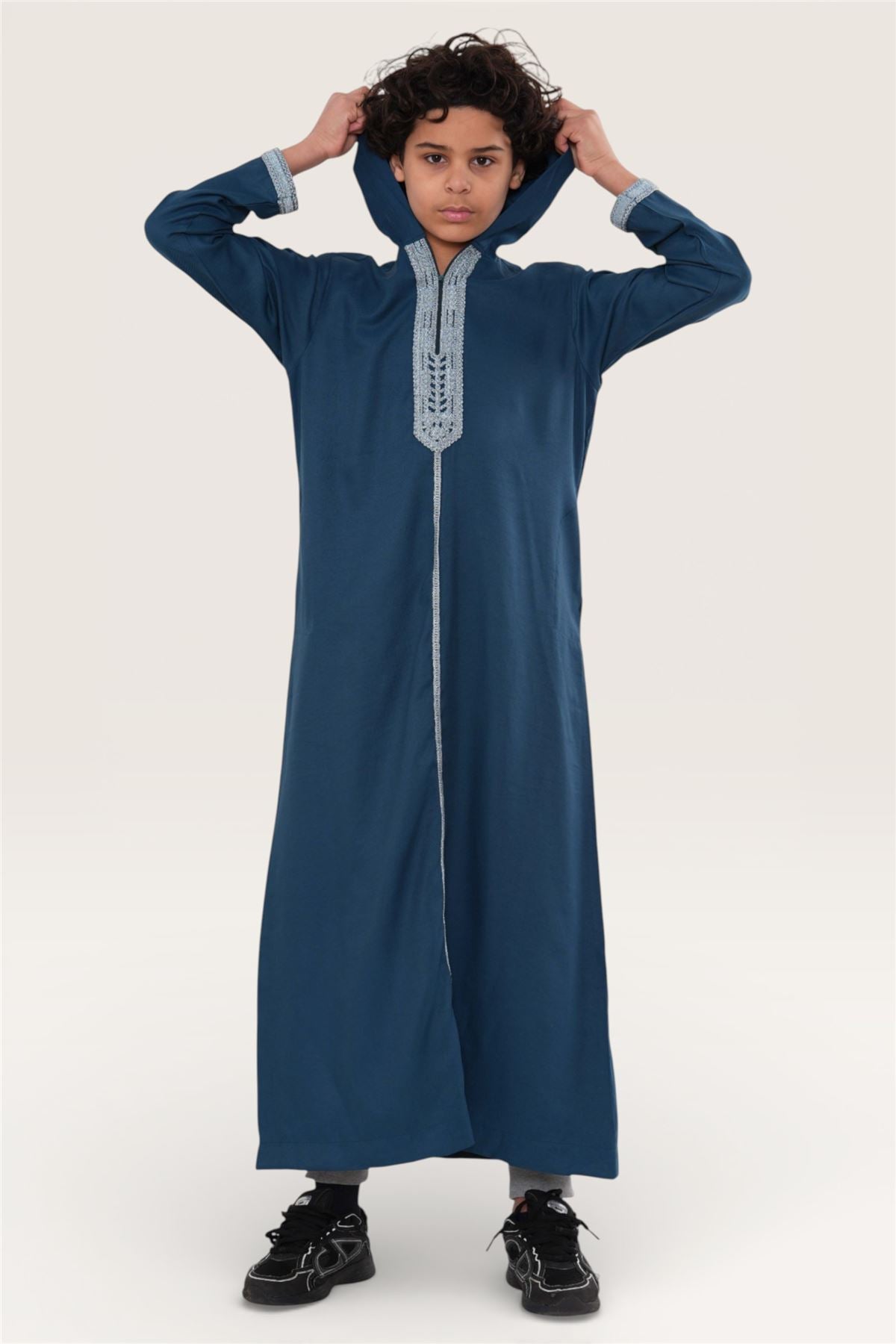 Kids Boys Eid Hooded Moroccan Thobe Robe Djellaba Ramadan Jubba- K-HM3