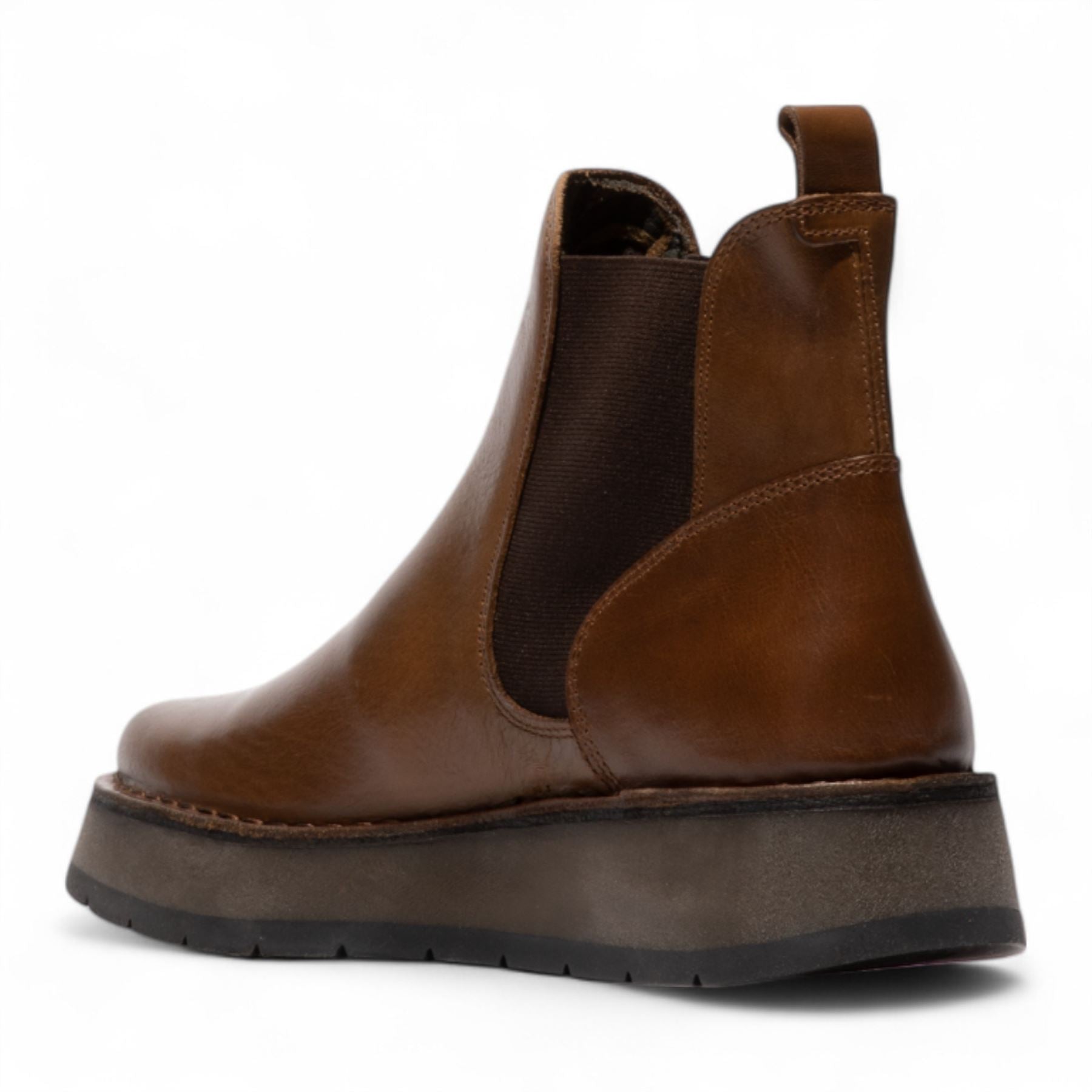 Fly London Womens Camel Brown RAWI131 Chelsea Leather Ankle Pull-On Classic Comfort Boots