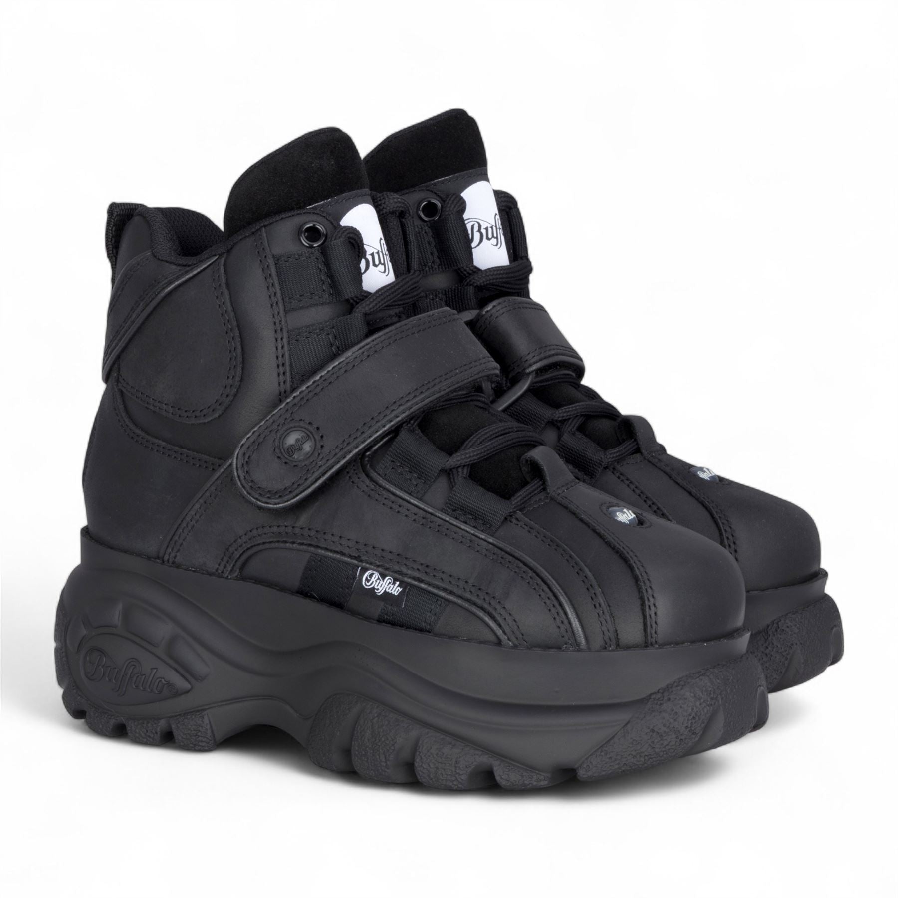 Buffalo Womens Black Leather Chunky Platform High Ankle Boots - 1348-14 2.0