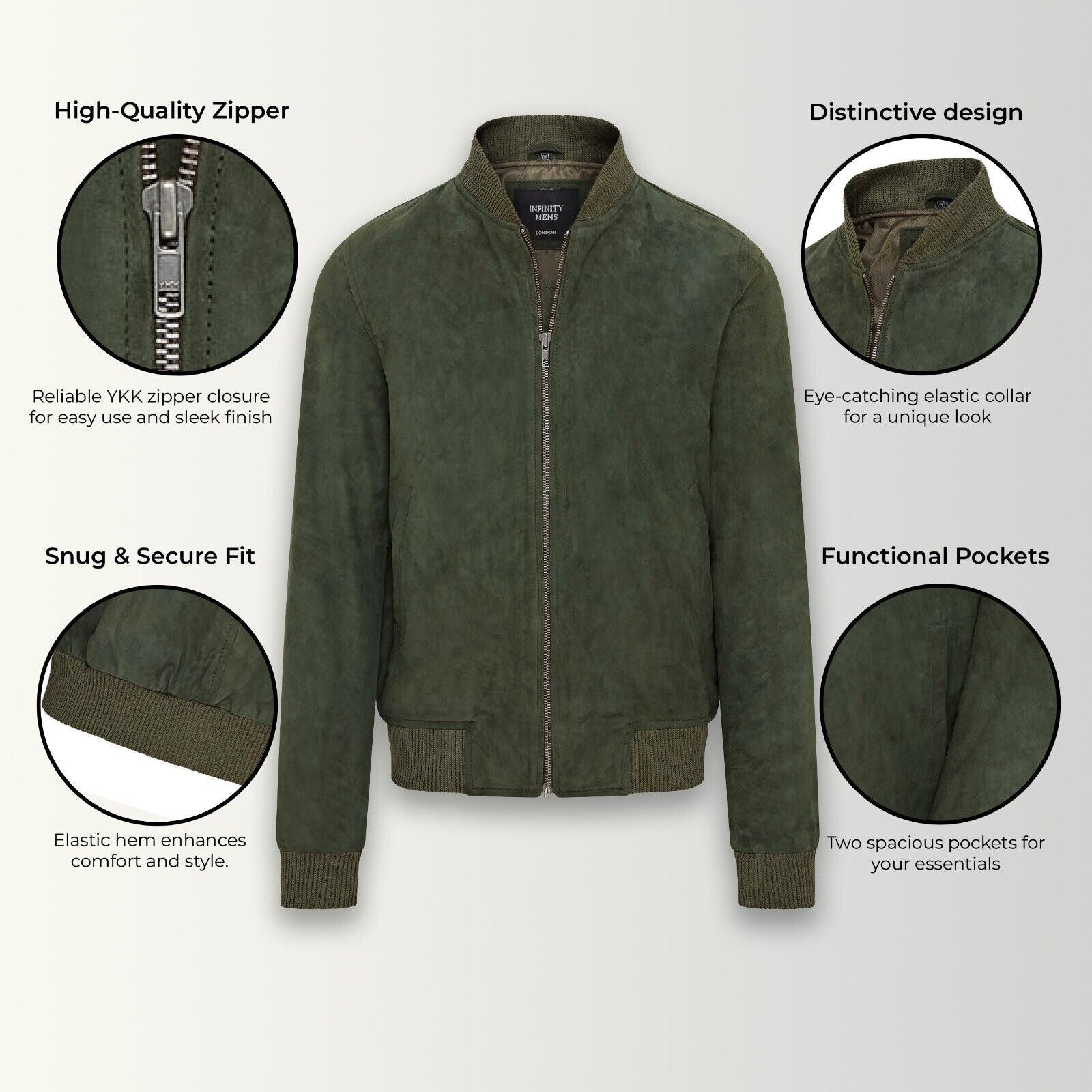 Mens Soft Goat Suede MA-1 Varsity Bomber Jacket - Uxbridge