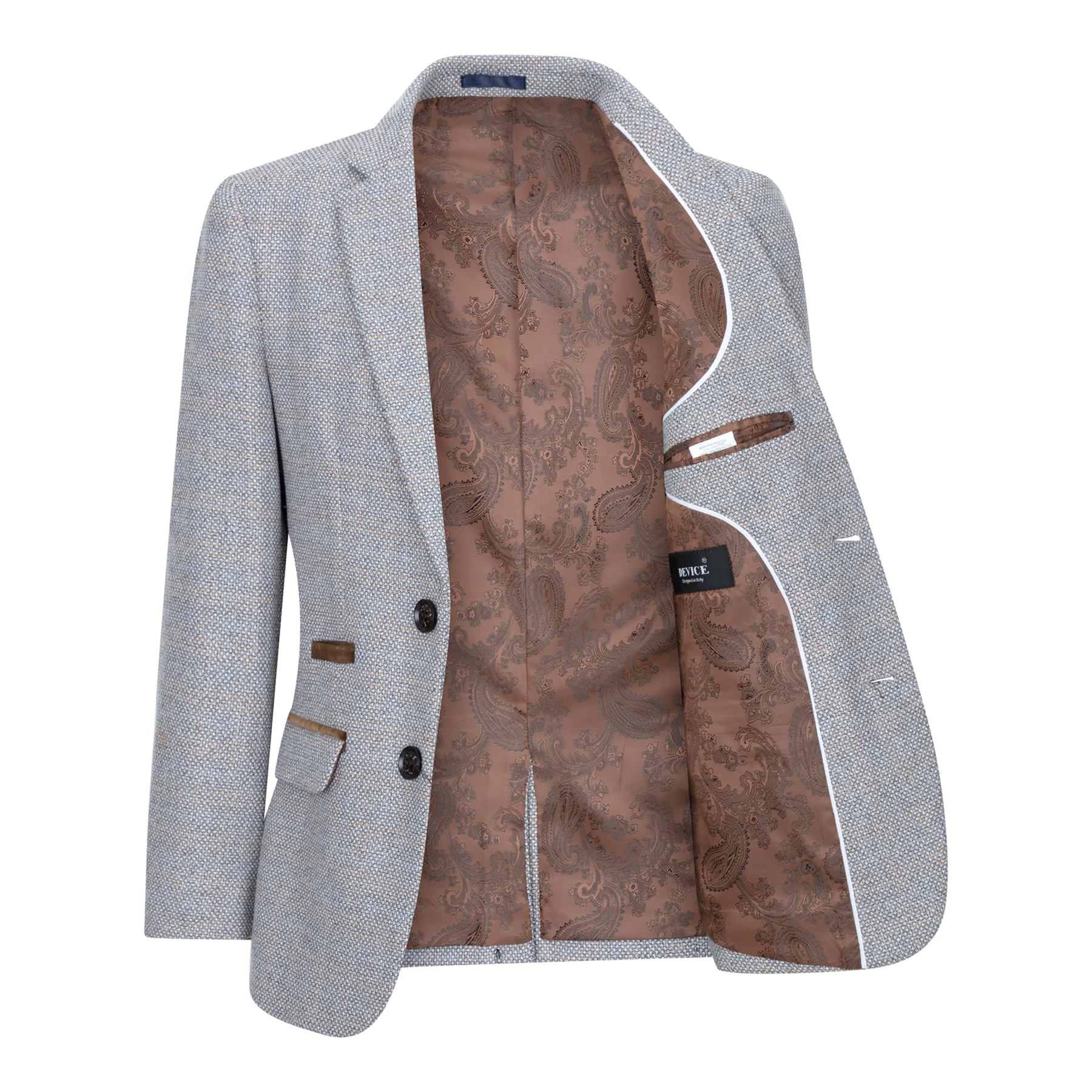 Boys 3 Piece Cream Tweed Check Vintage Retro Suit