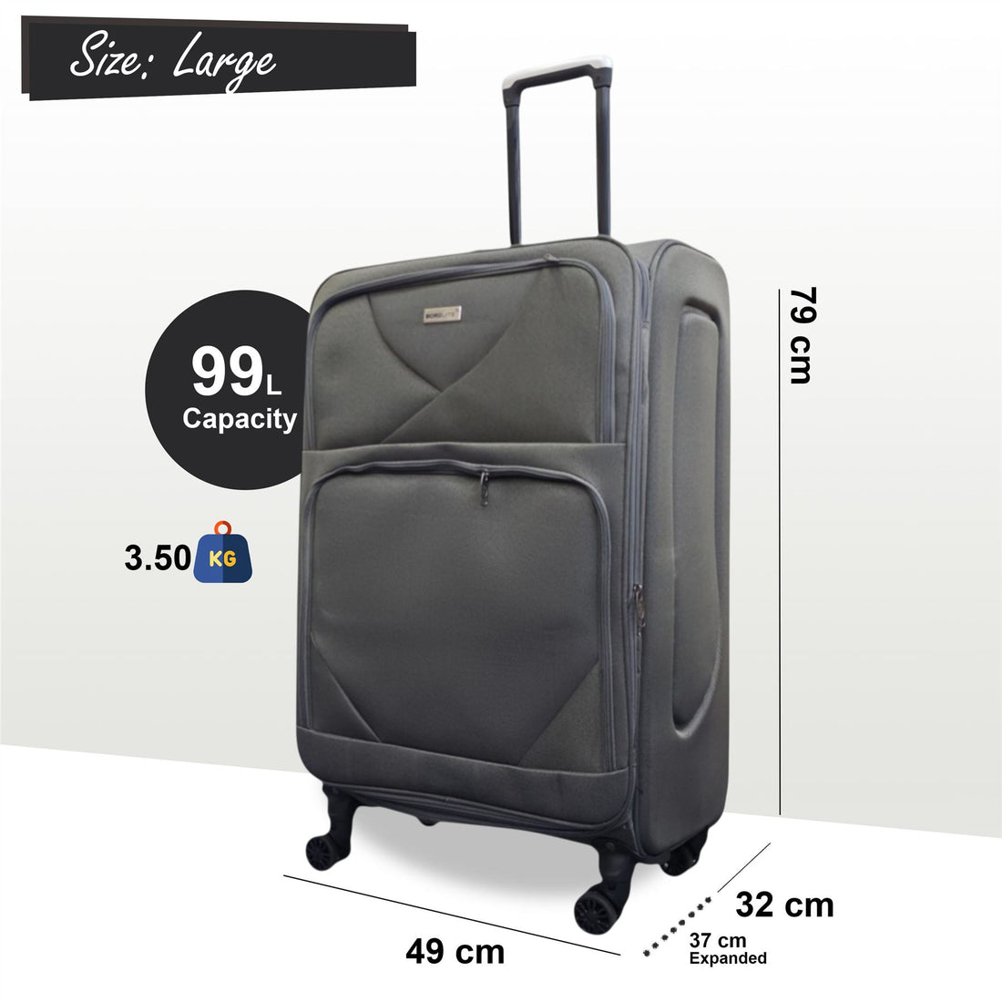 Nagoya Large Soft Shell Suitcase in Grey