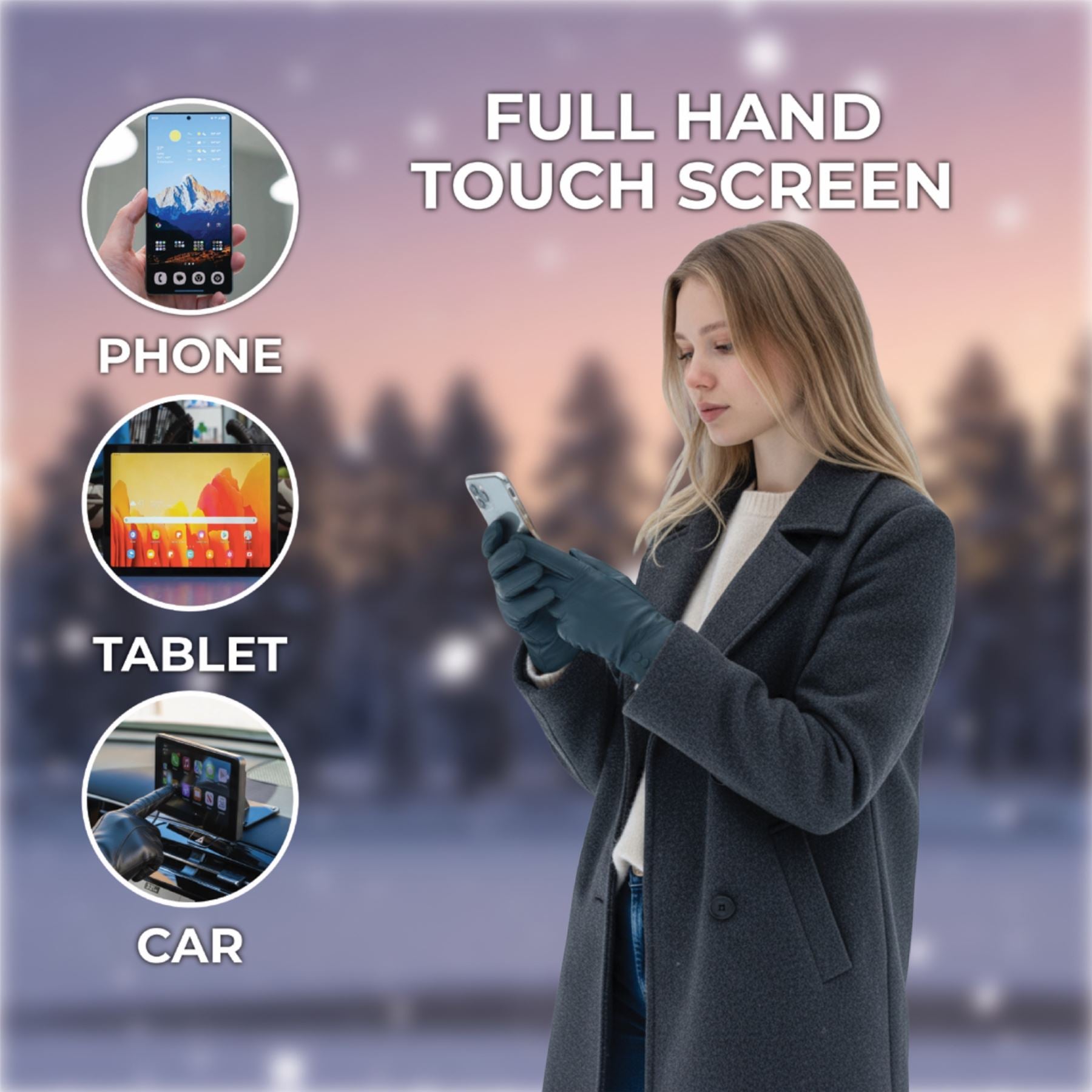 Womens Italian Leather Winter Button Design Soft Wool Lining Gloves - L-GLV-501