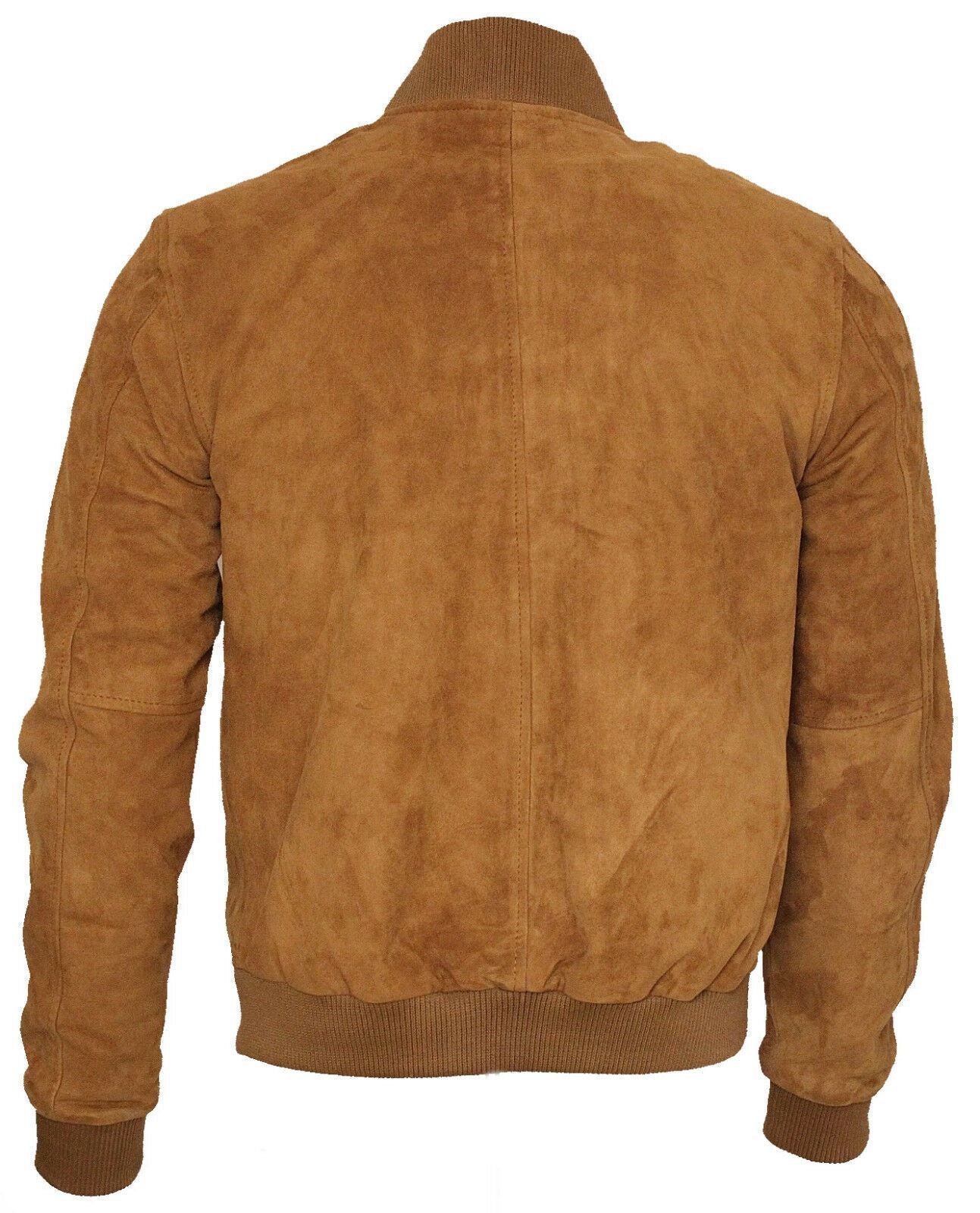 Mens Suede Varsity Leather Bomber Jacket-Castleford - Upperclass Fashions