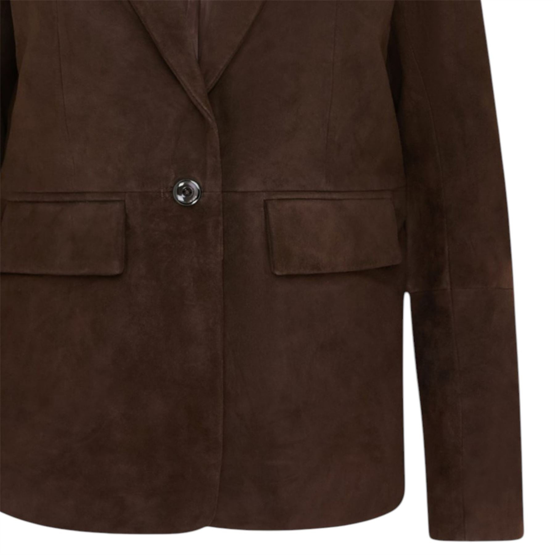 Womens Soft Goat Suede Leather Brown Blazer Jacket-Kolkata