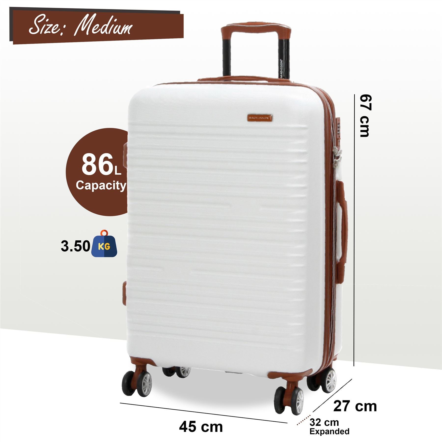 Armidale Medium Hard Shell Suitcase in Cream