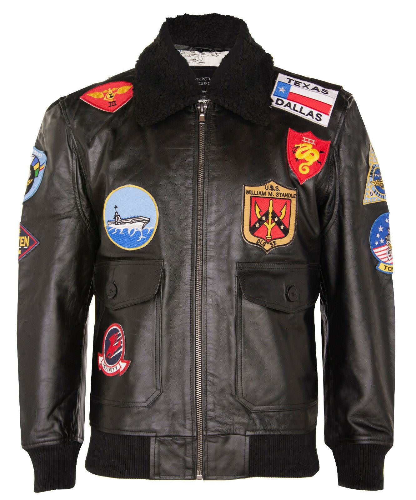 Mens A2 Top Gun Leather Bomber Jacket-Camborne