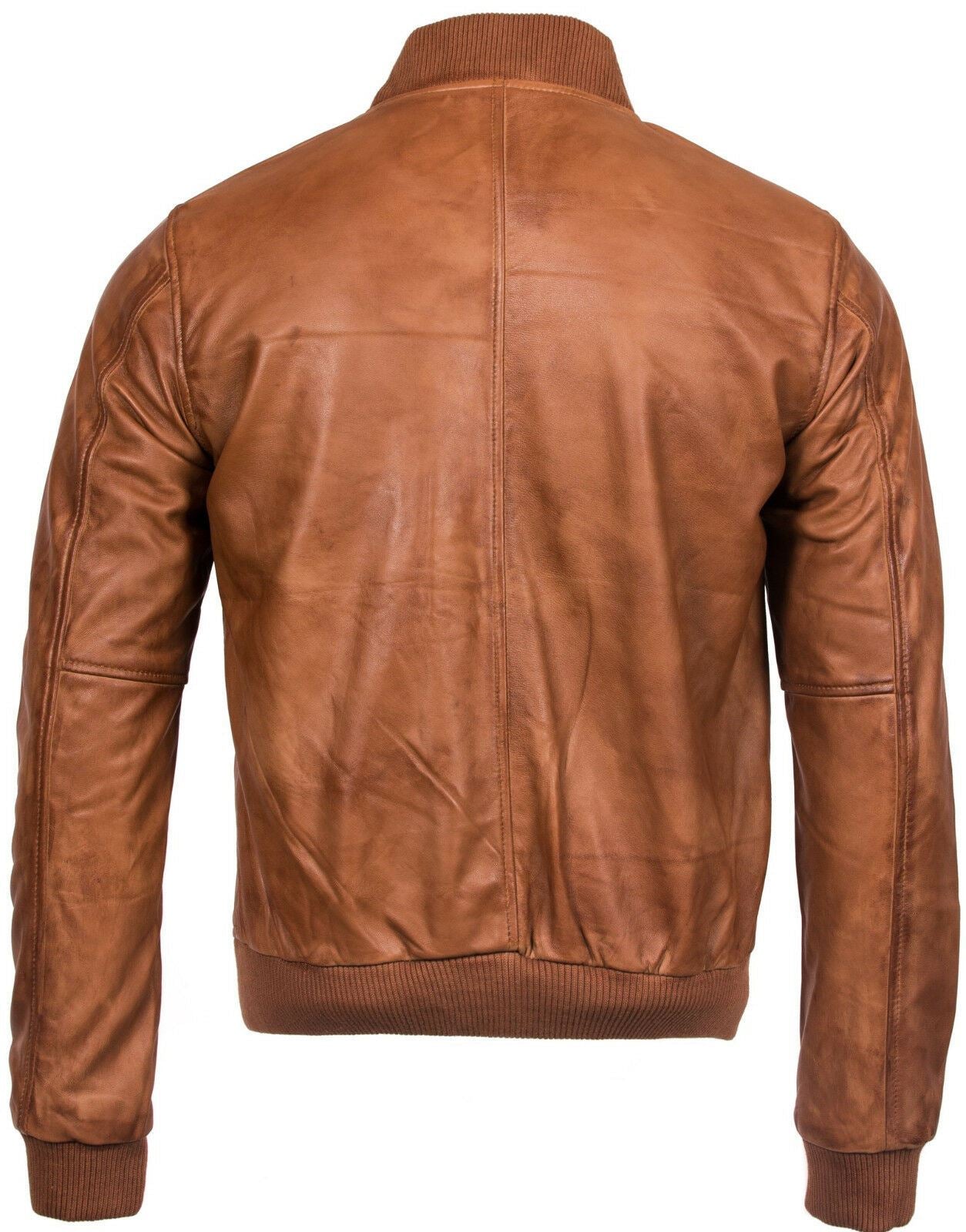 Mens Varsity Leather Bomber Jacket-Camelford - Upperclass Fashions