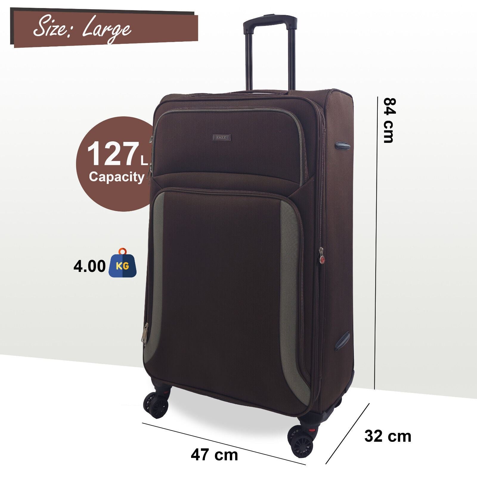 Ashland Large Soft Shell Suitcase in Brown