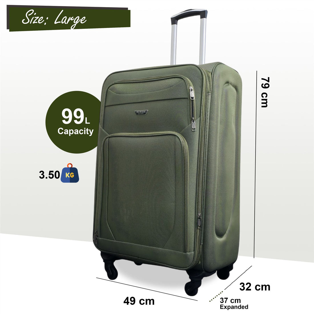 Nagoya Large Soft Shell Suitcase in Khaki