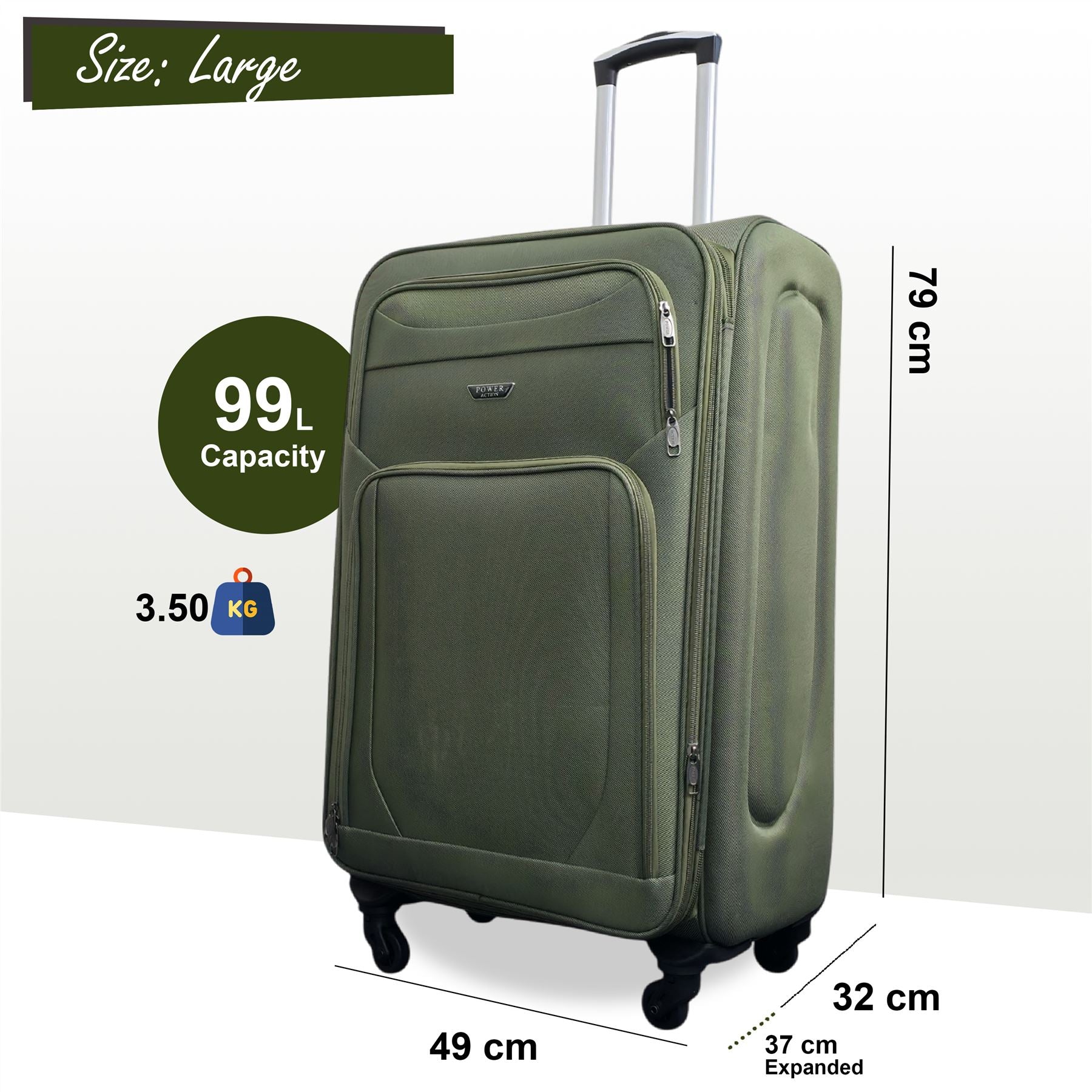 Nagoya Large Soft Shell Suitcase in Khaki