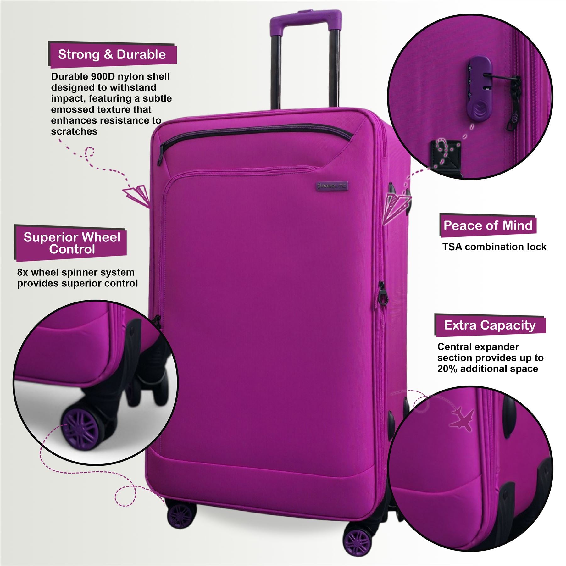 Handa Cabin Soft Shell Suitcase in Pink