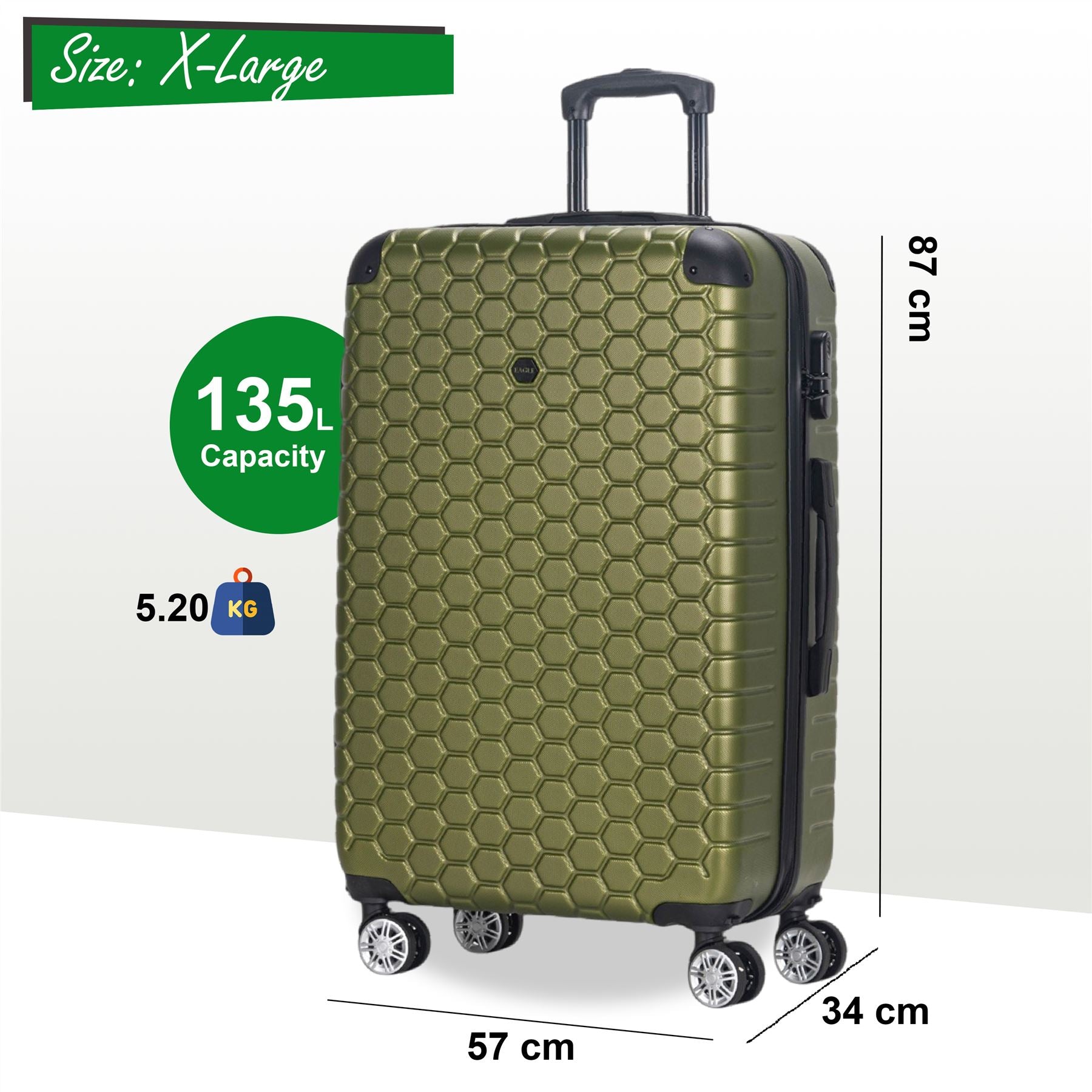 Noda X-Large Hard Shell Suitcase in Green