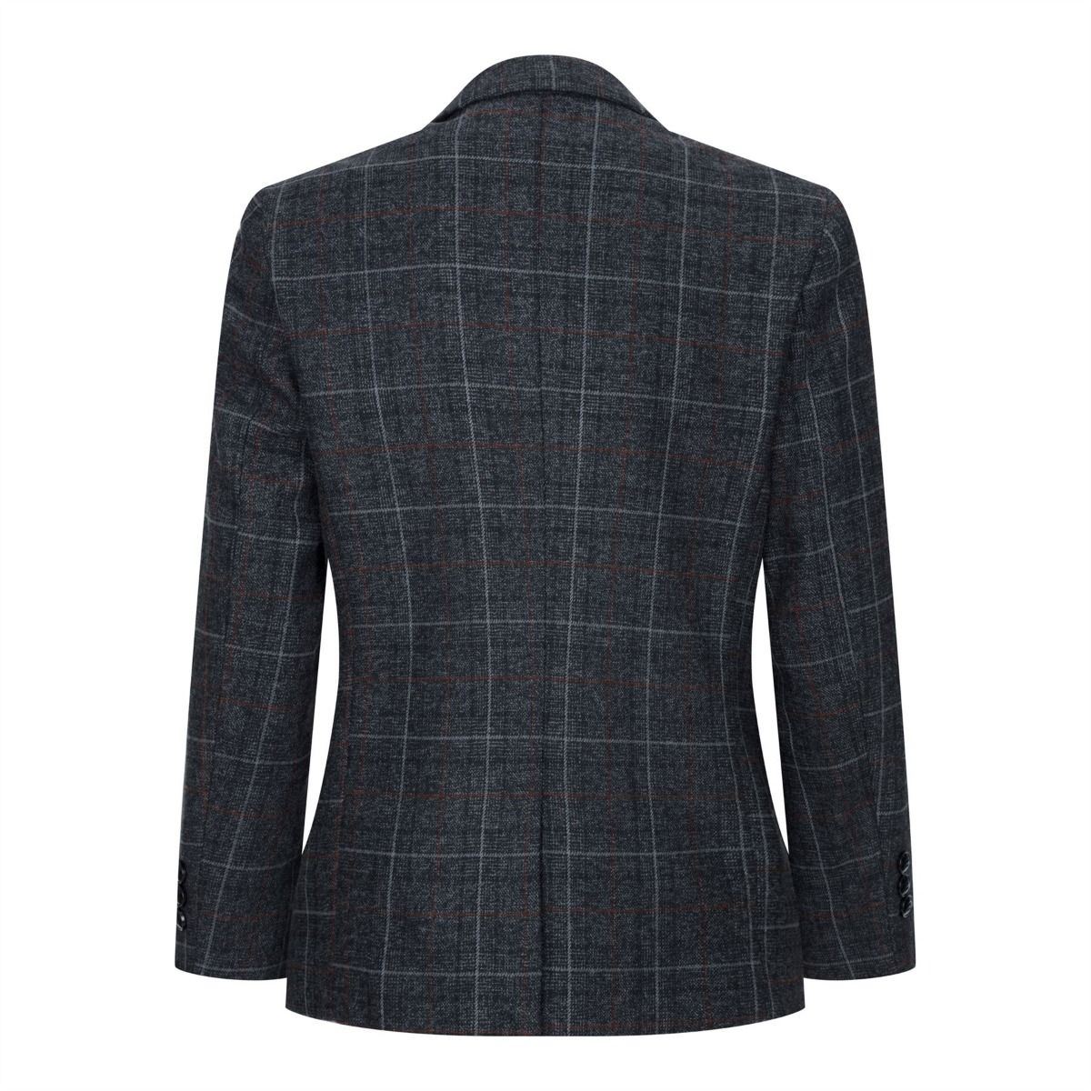 Boys 3 Piece Charcoal Grey Tweed Check Vintage Retro Suit