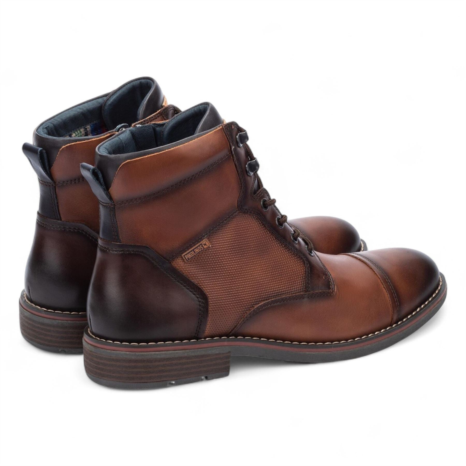 Pikolinos Men’s Cuero Brown Leather Zip & Lace Up Ankle Boots - York