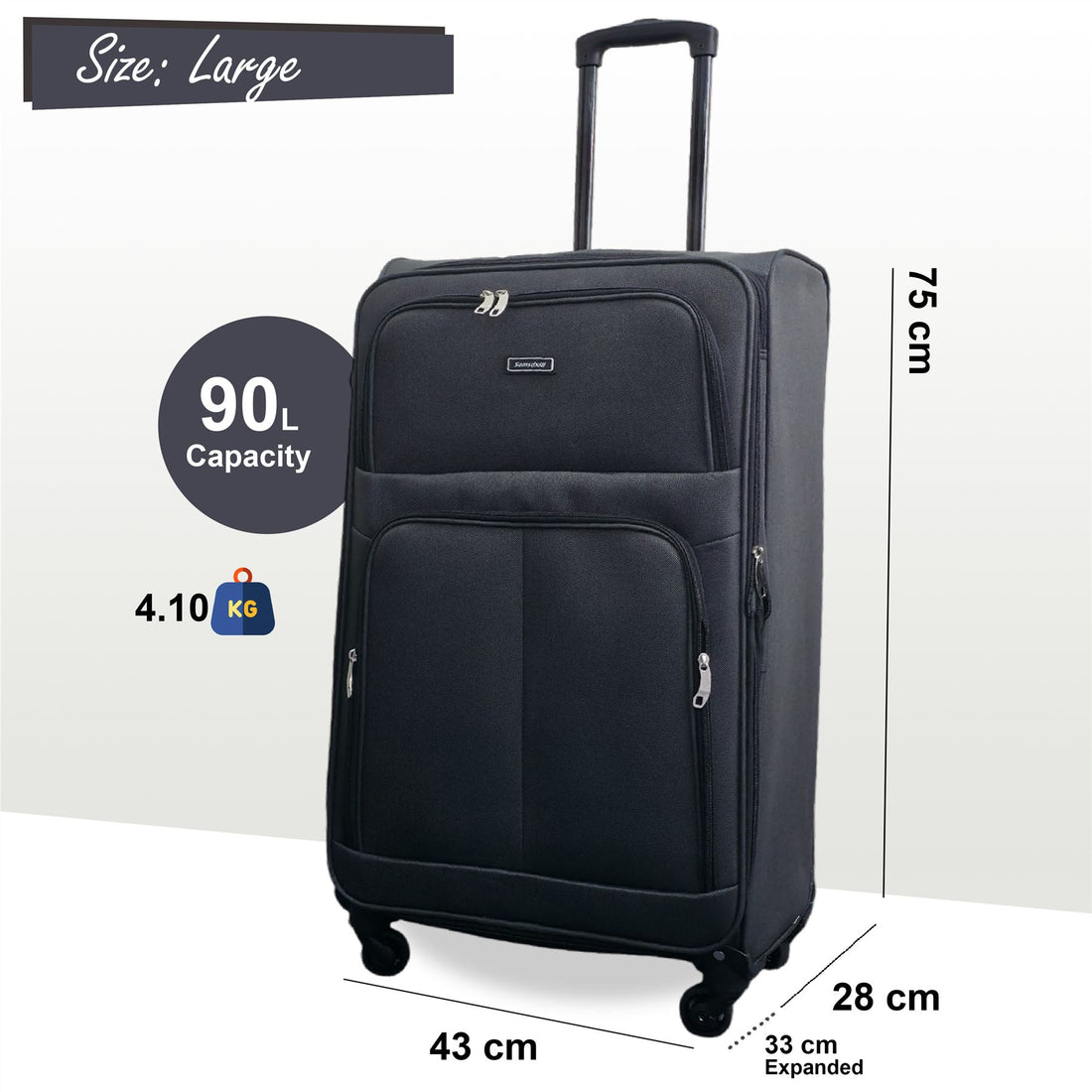 Tahara Large Soft Shell Suitcase in Grey