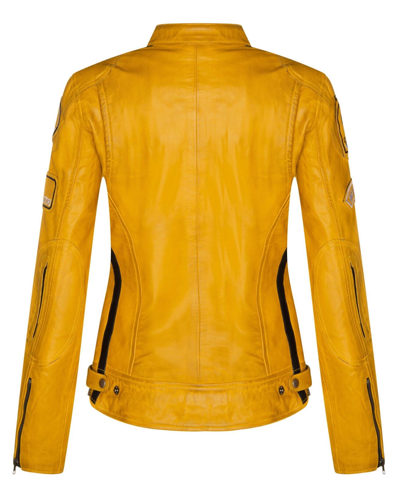 Womens Biker Racing Badges Leather Jacket-Eastleigh